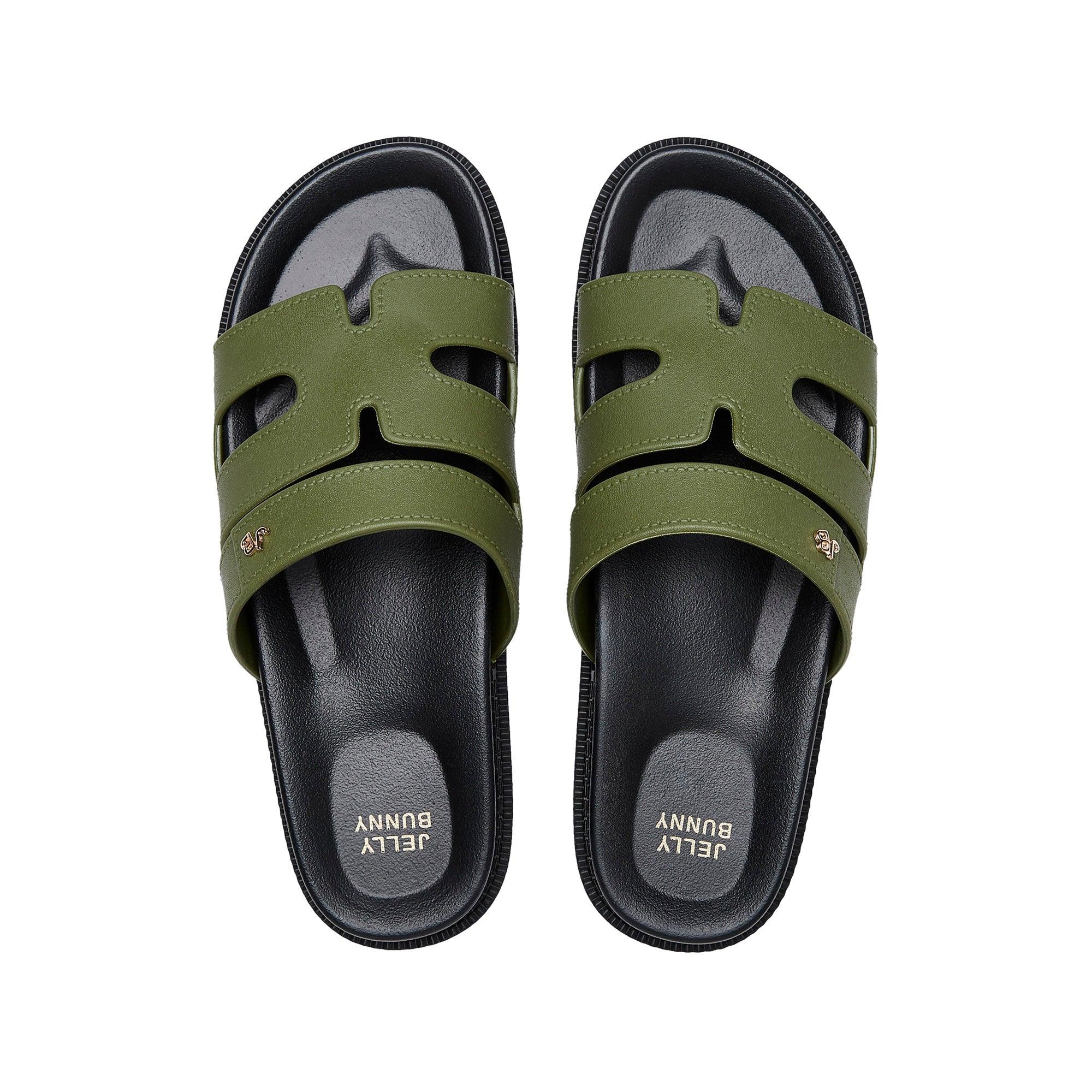 Sena Plain Flat Sandals Green - Jelly Bunny Thailand Official Online Store