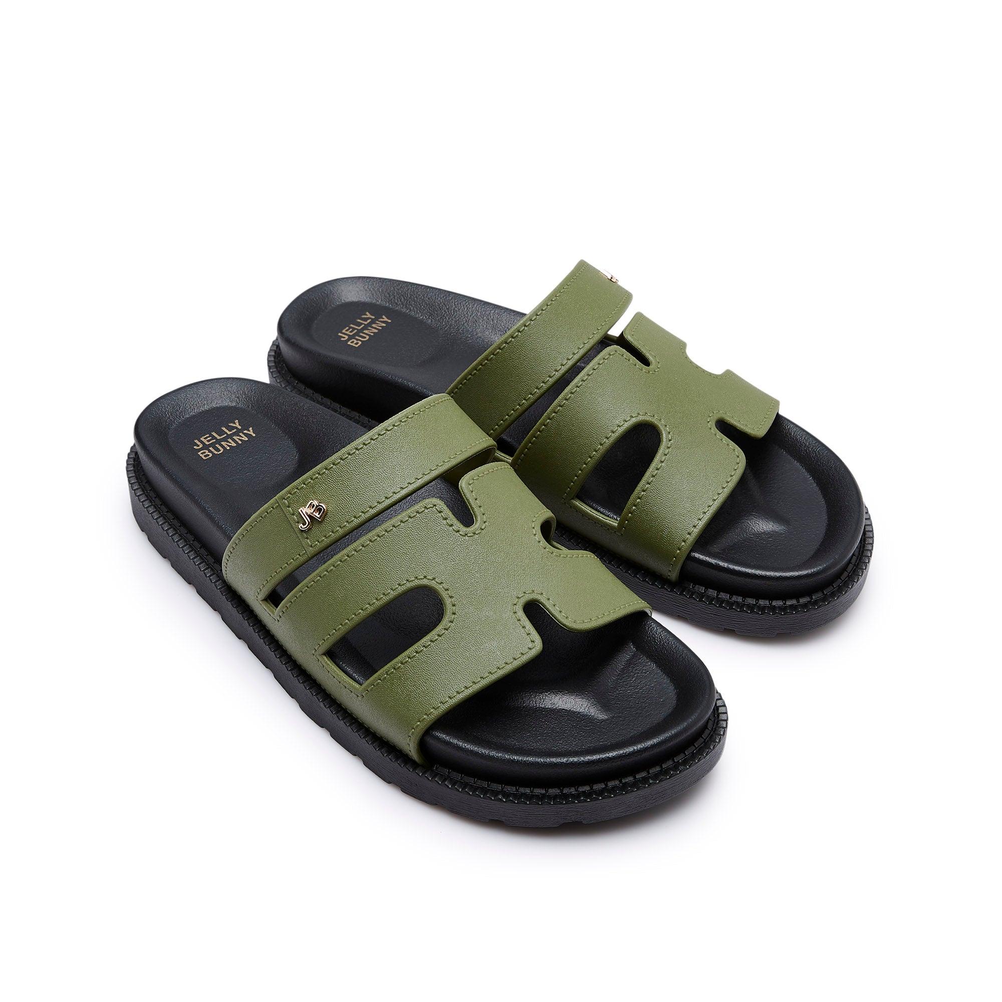 Sena Plain Flat Sandals Green - Jelly Bunny Thailand Official Online Store