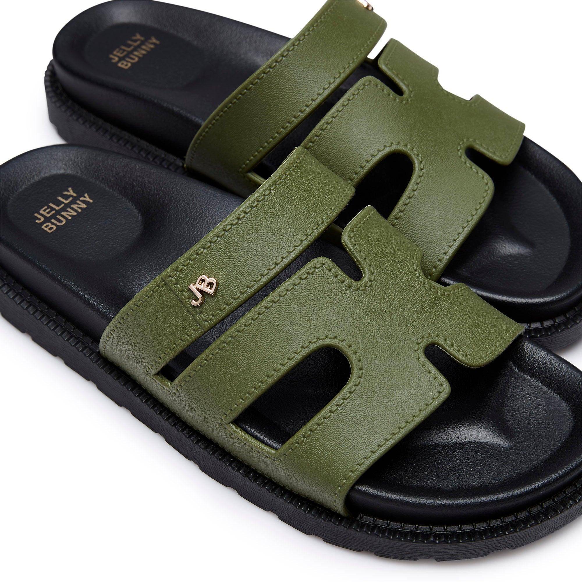 Sena Plain Flat Sandals Green - Jelly Bunny Thailand Official Online Store