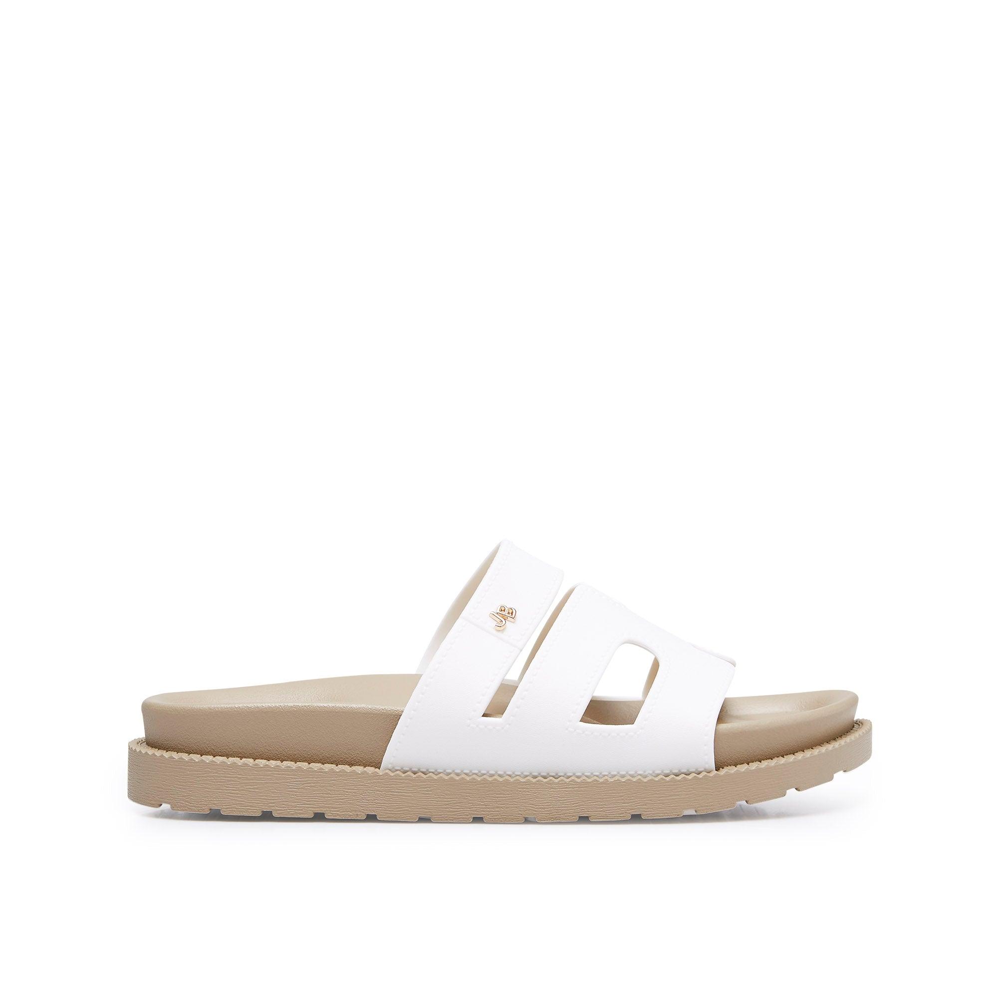 Sena Plain Flat Sandals Check White - Jelly Bunny Thailand Official Online Store