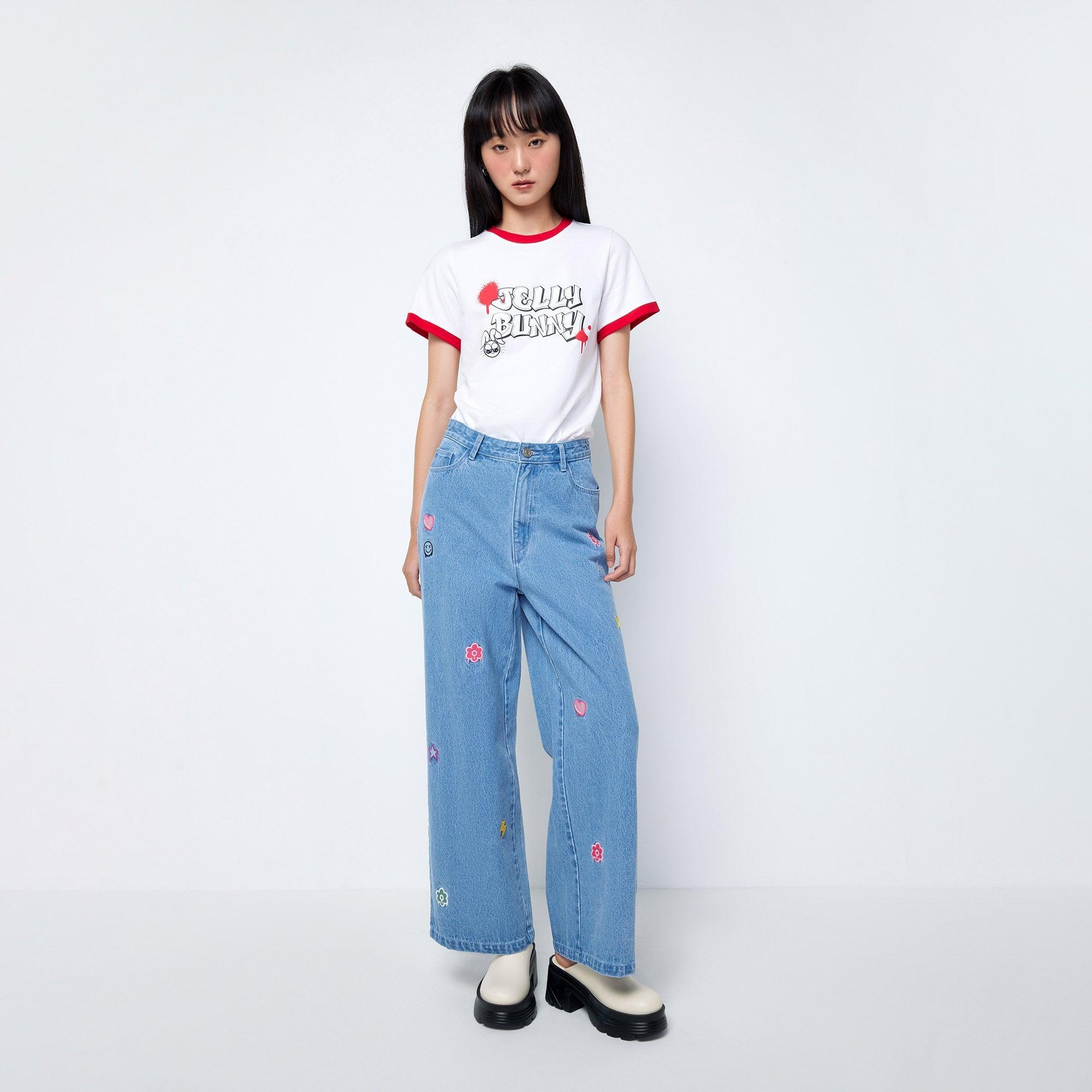 Jb Whimsy Street Loose Fit Denim Jeans Blue - Jelly Bunny Thailand Official Online Store