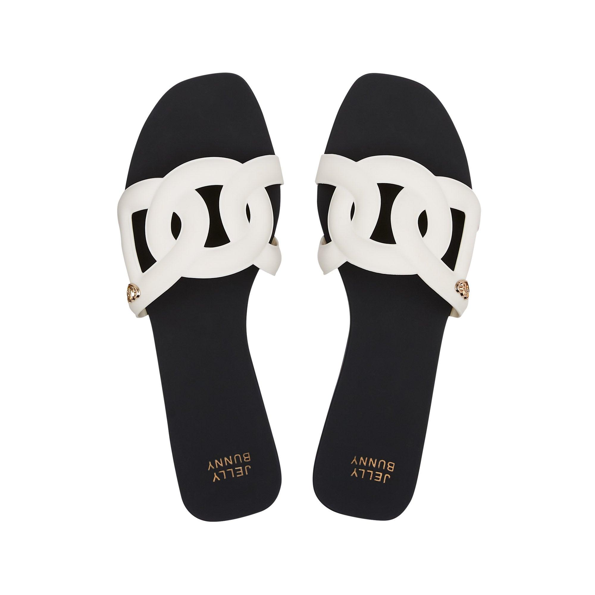 Grase Two Tone Flat Sandals Black - Jelly Bunny Thailand Official Online Store