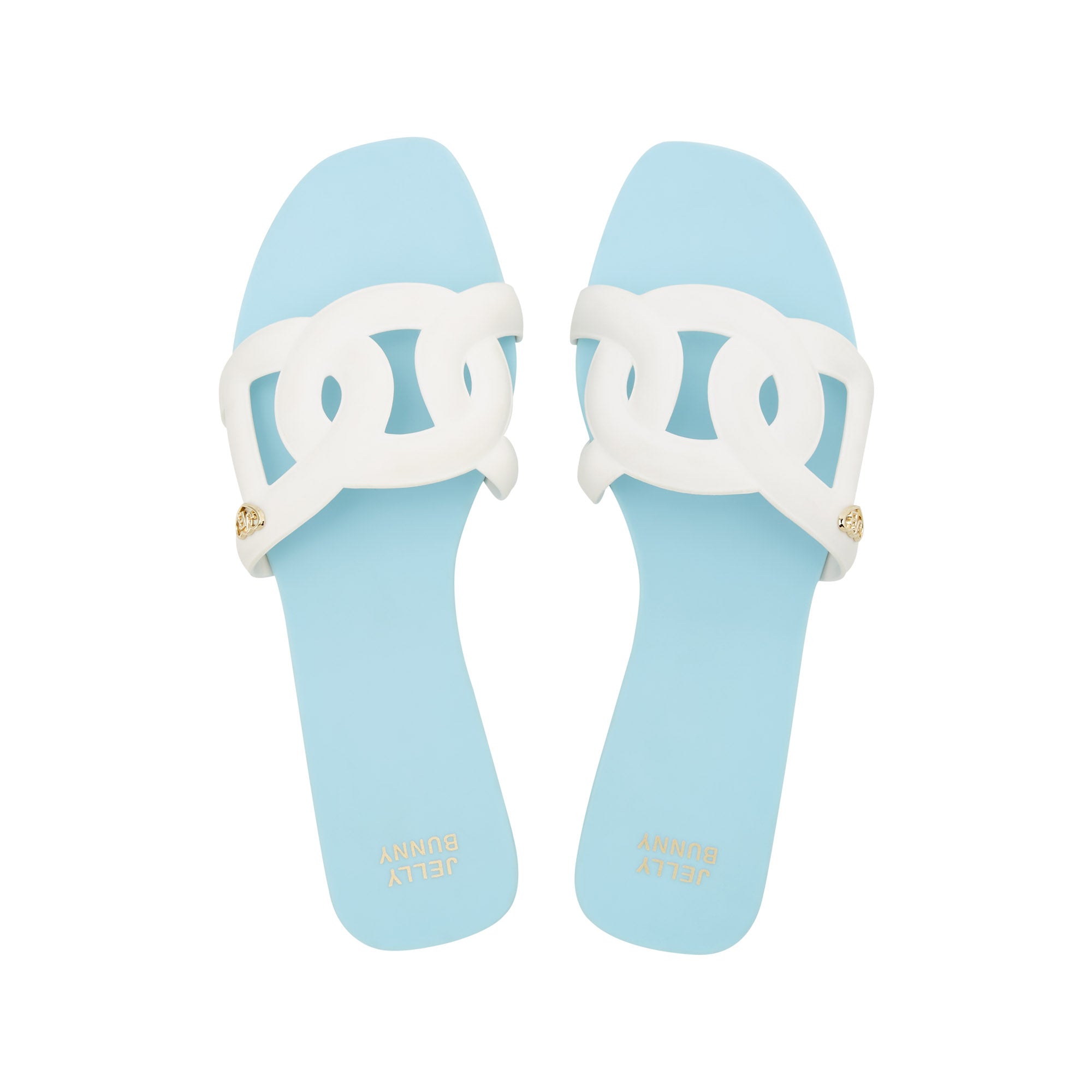 Grase Two Tone Flat Sandals Light Blue