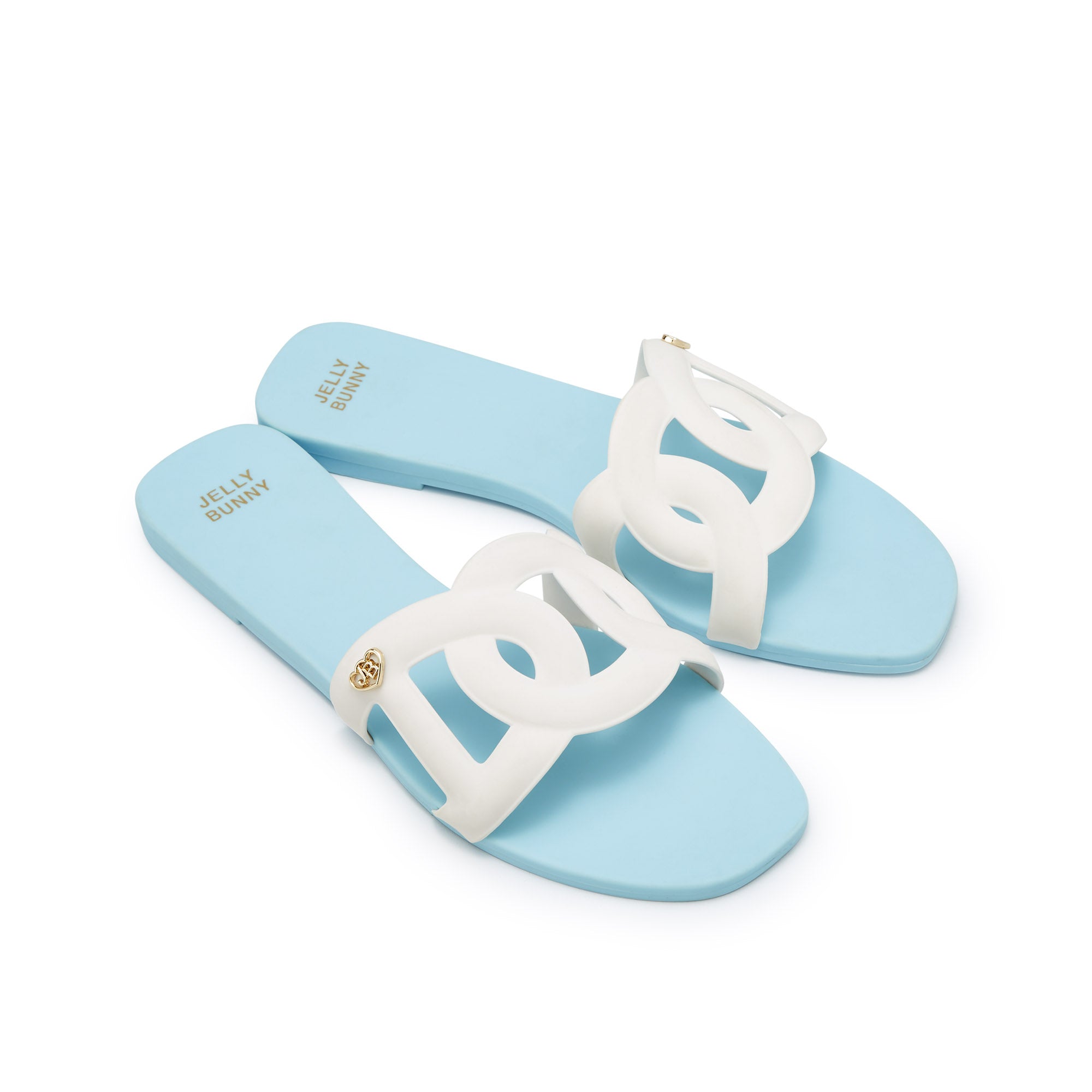 Grase Two Tone Flat Sandals Light Blue