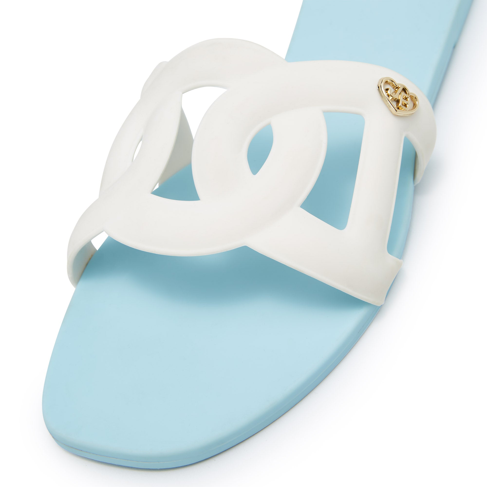 Grase Two Tone Flat Sandals Light Blue