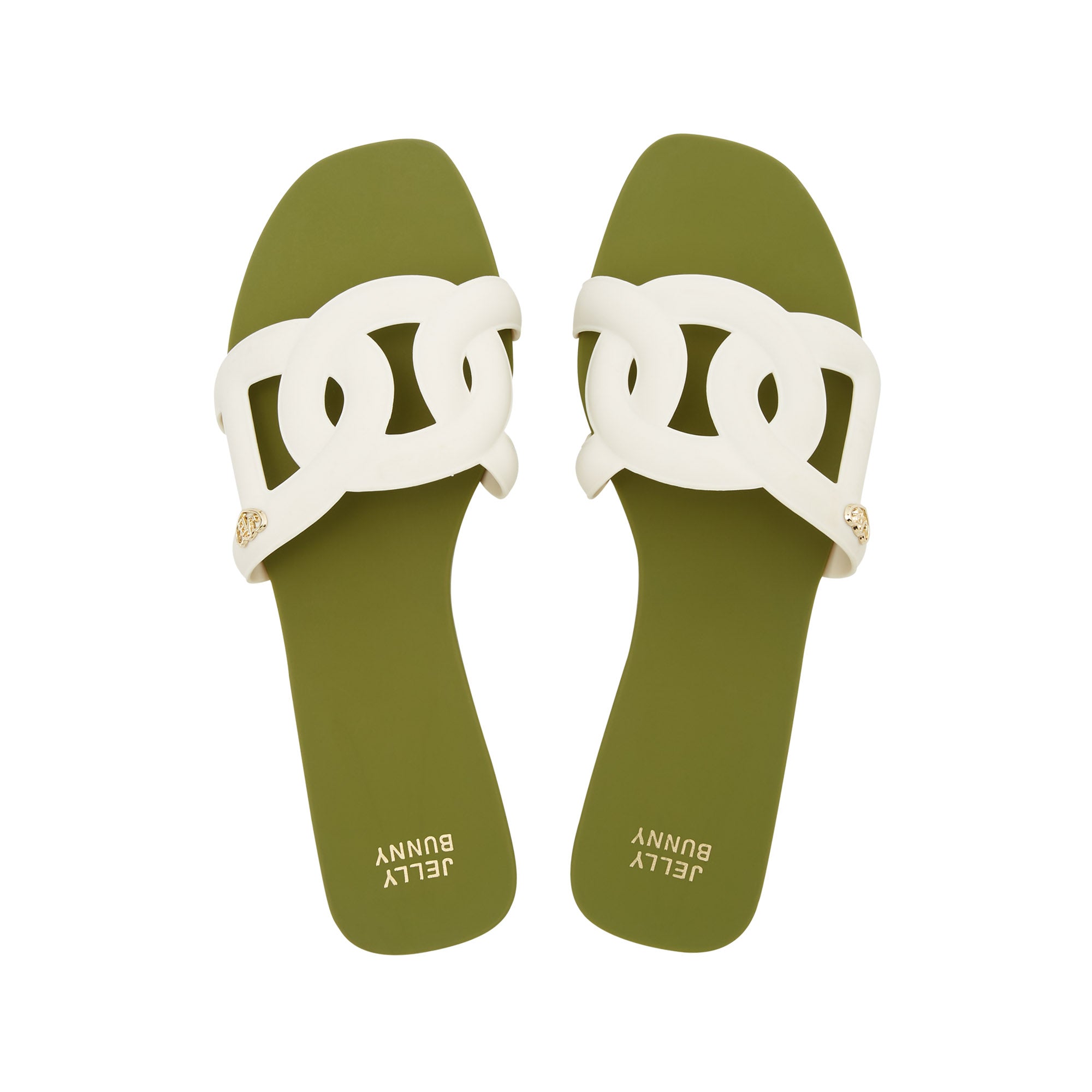 Grase Two Tone Flat Sandals Green