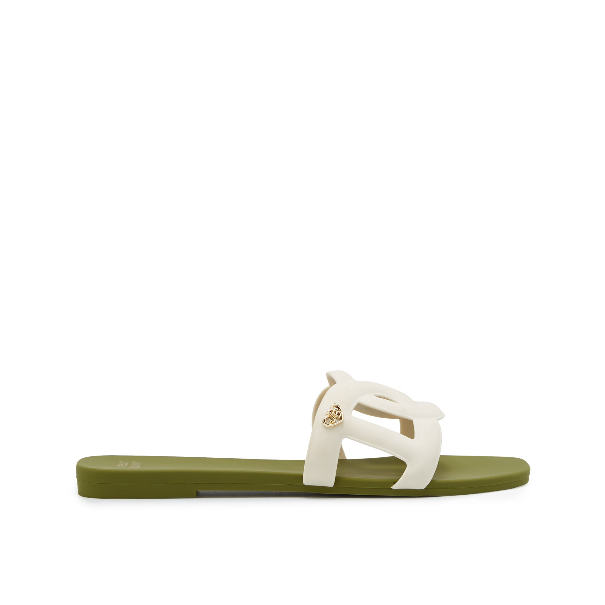 Grase Two Tone Flat Sandals Green