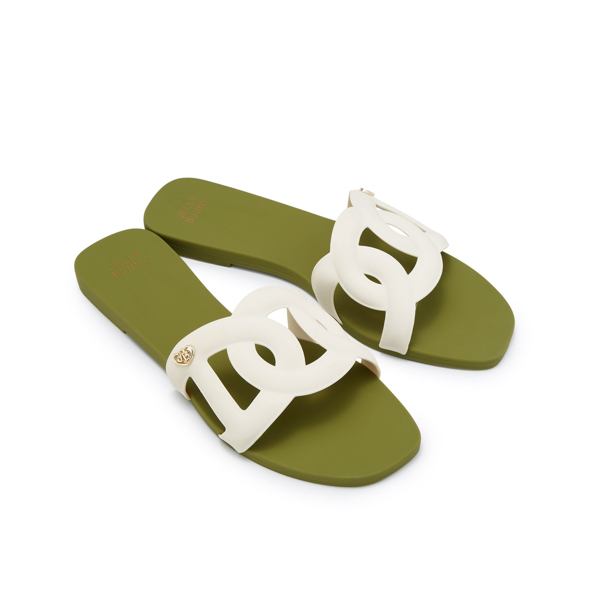 Grase Two Tone Flat Sandals Green