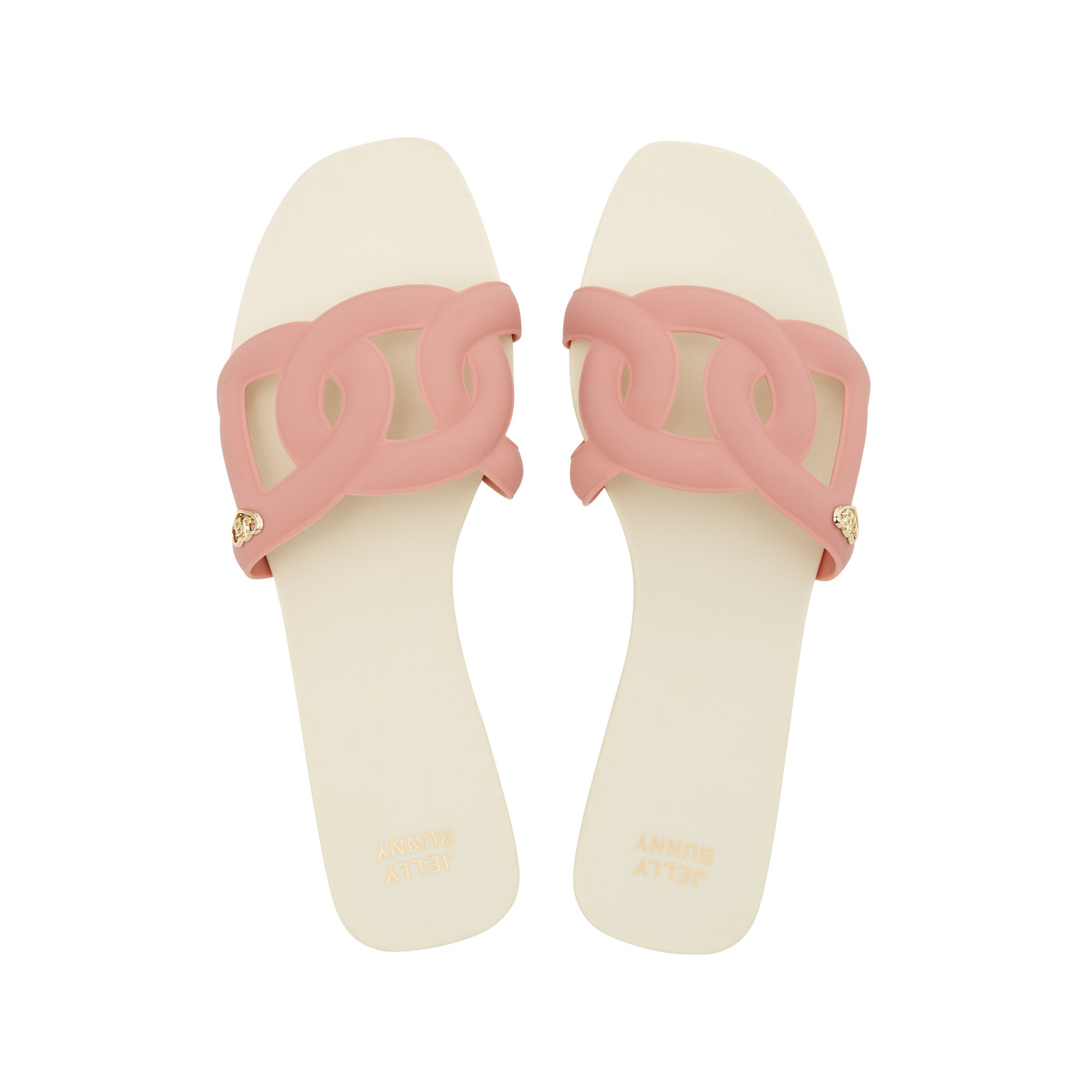 Grase Two Tone Flat Sandals White - Jelly Bunny Thailand Official Online Store