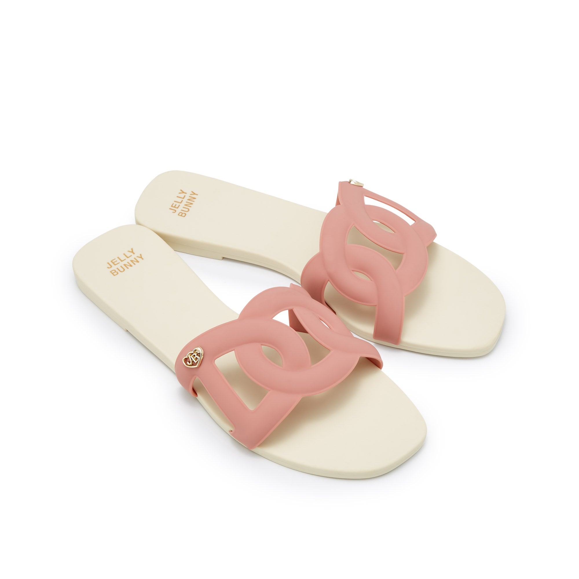 Grase Two Tone Flat Sandals White - Jelly Bunny Thailand Official Online Store