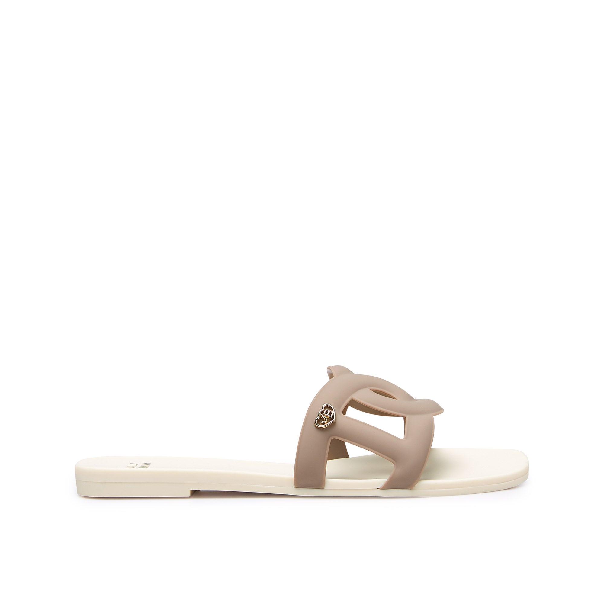 Grase Two Tone Flat Sandals Off-White - Jelly Bunny Thailand Official Online Store
