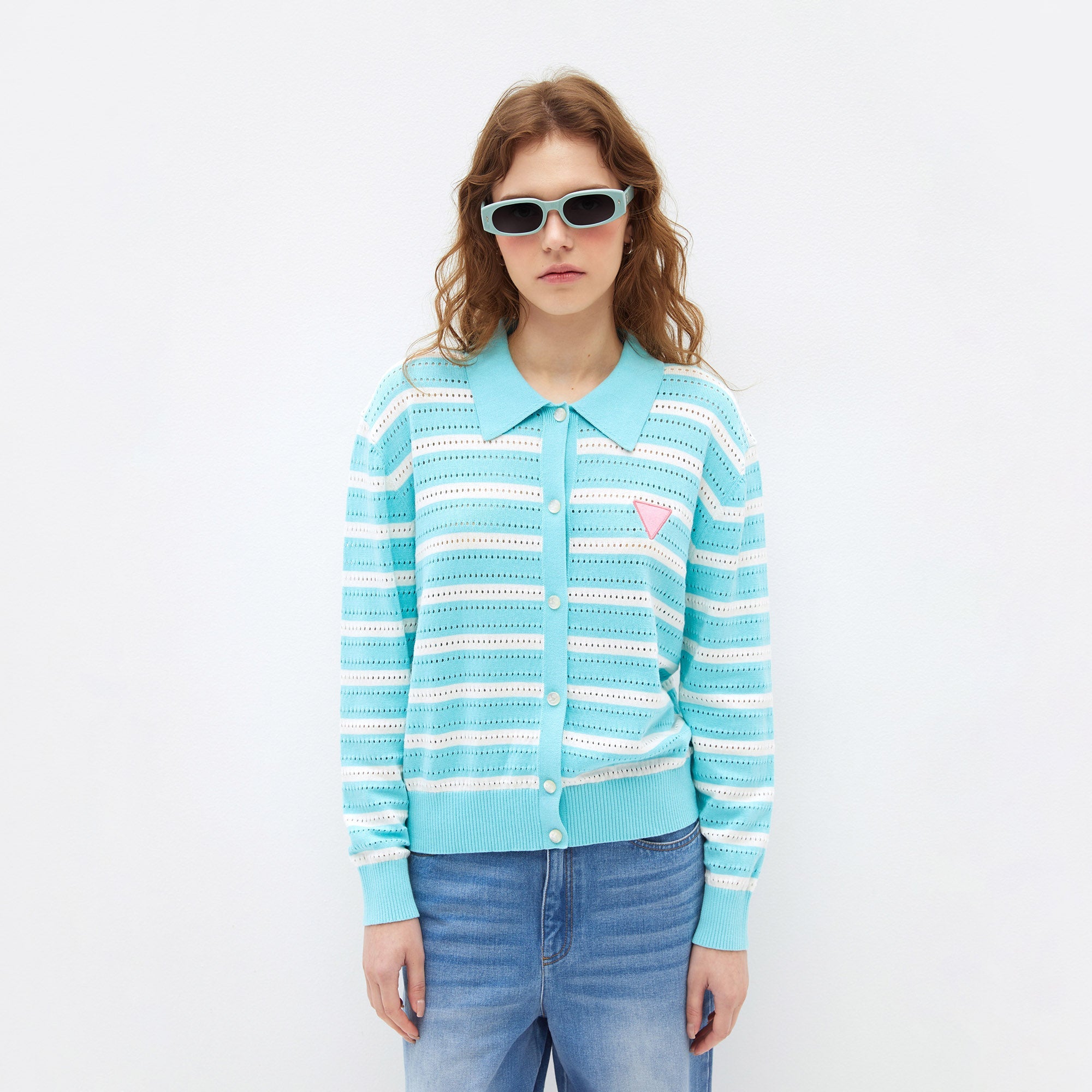 Sugar Breeze Striped Knit Cardigan Blue - Jelly Bunny Thailand Official Online Store