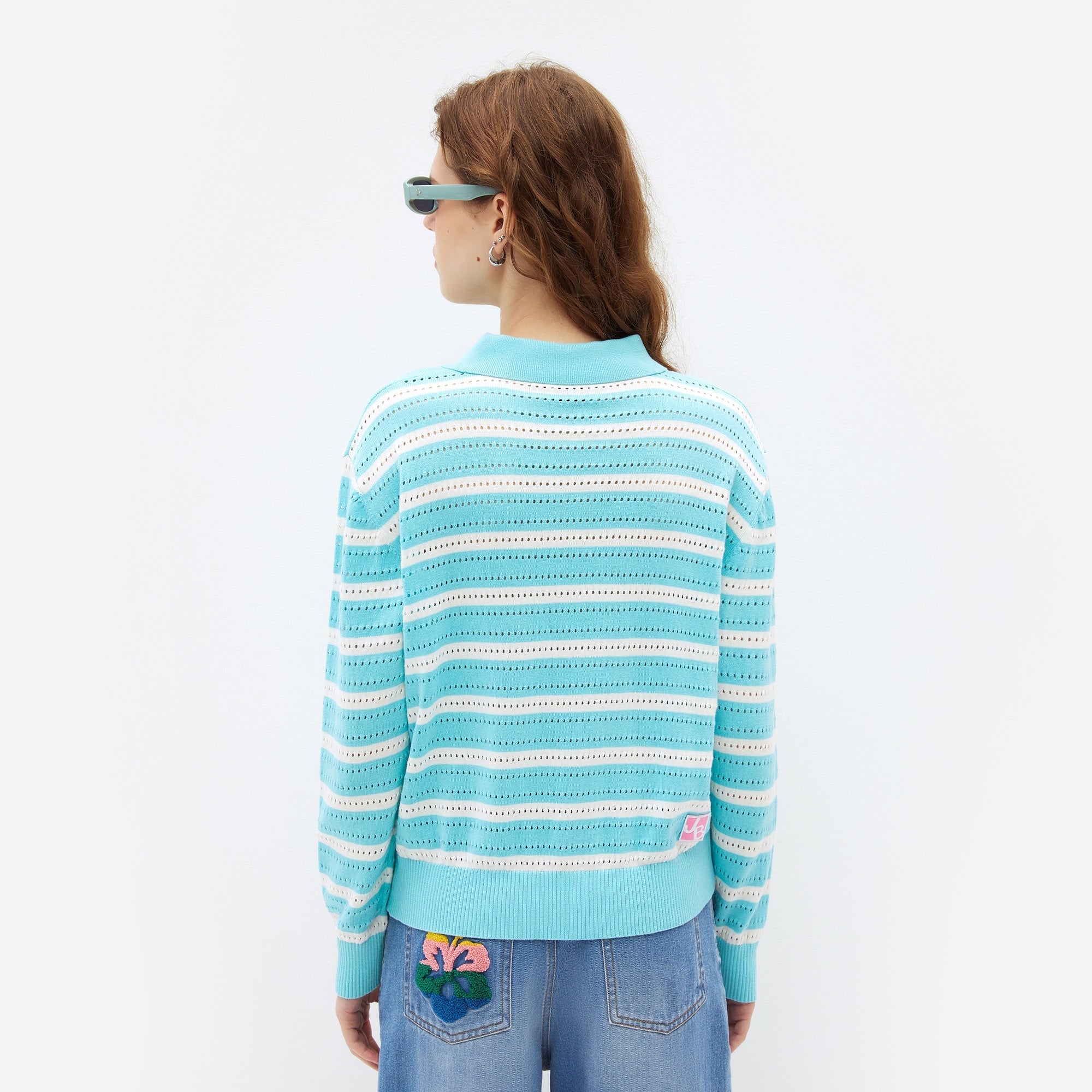 Sugar Breeze Striped Knit Cardigan Blue - Jelly Bunny Thailand Official Online Store