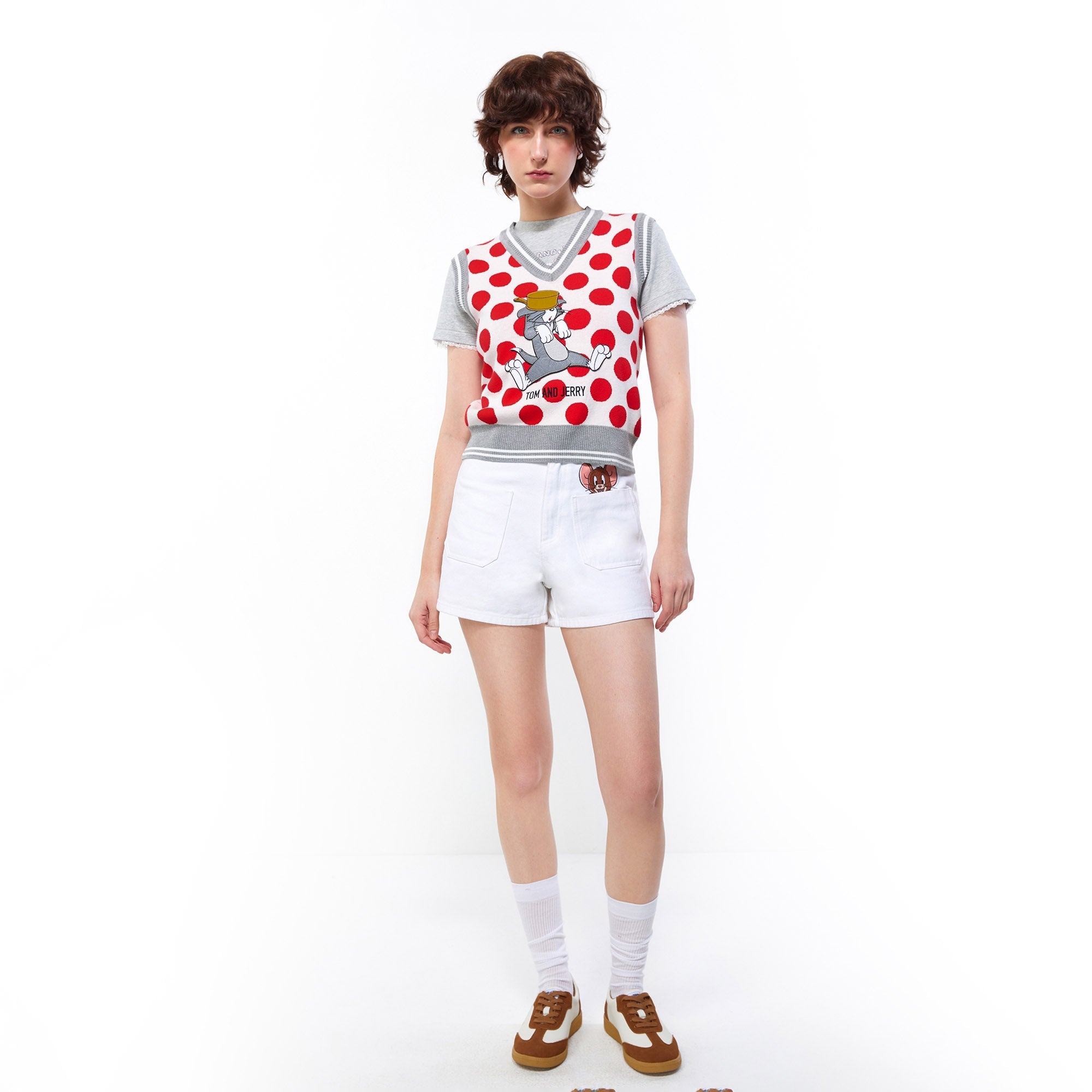 Tom and Jerry Polka-Dot Knit Vest Multi Color - Jelly Bunny Thailand Official Online Store