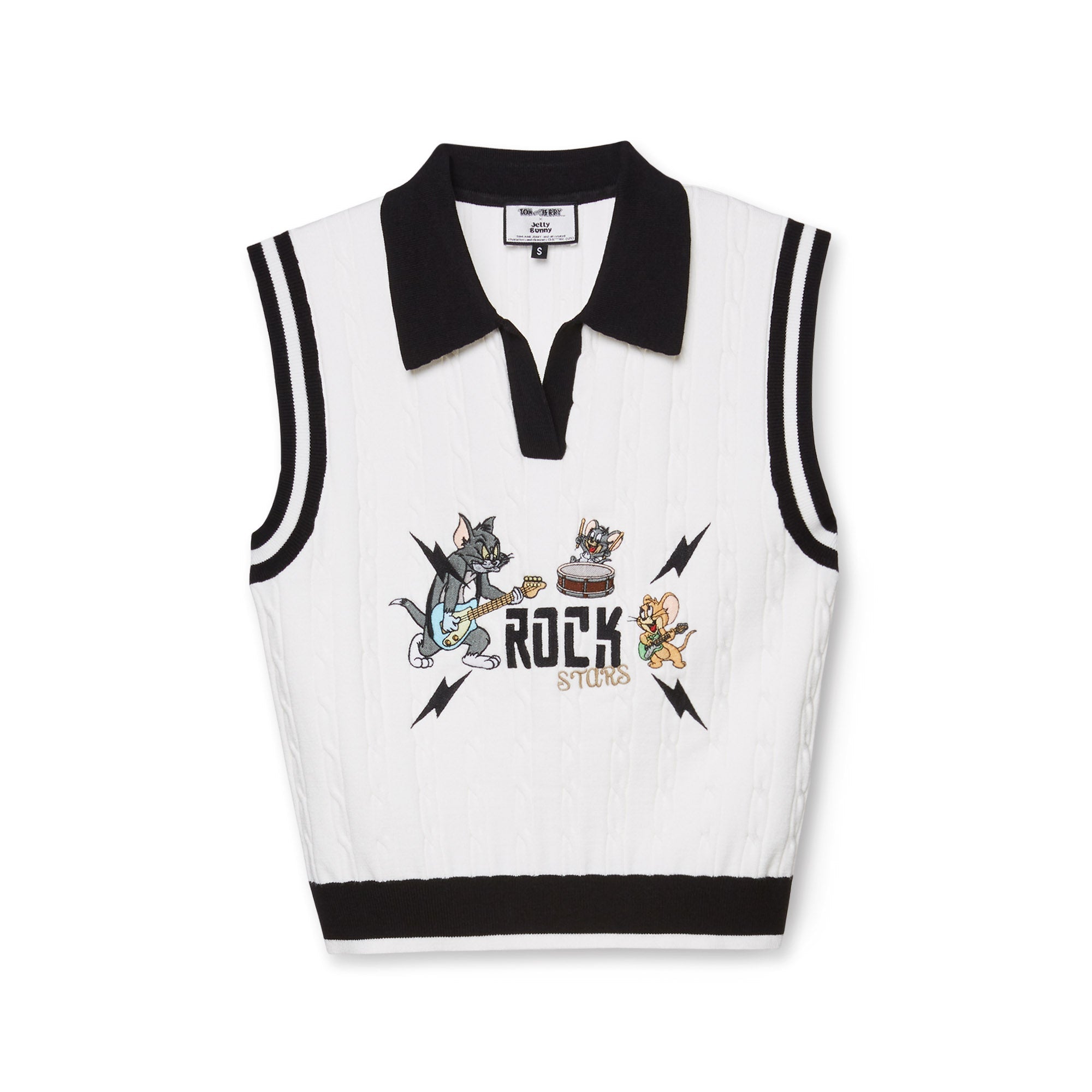 Rock Star Tom and Jerry Knit Vest White