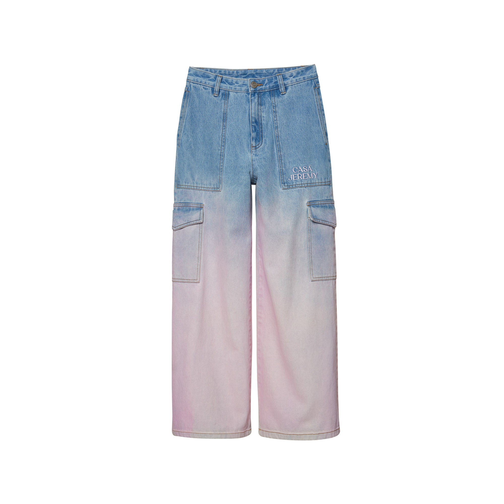 Flared Denim Cargo Pants Multi Color