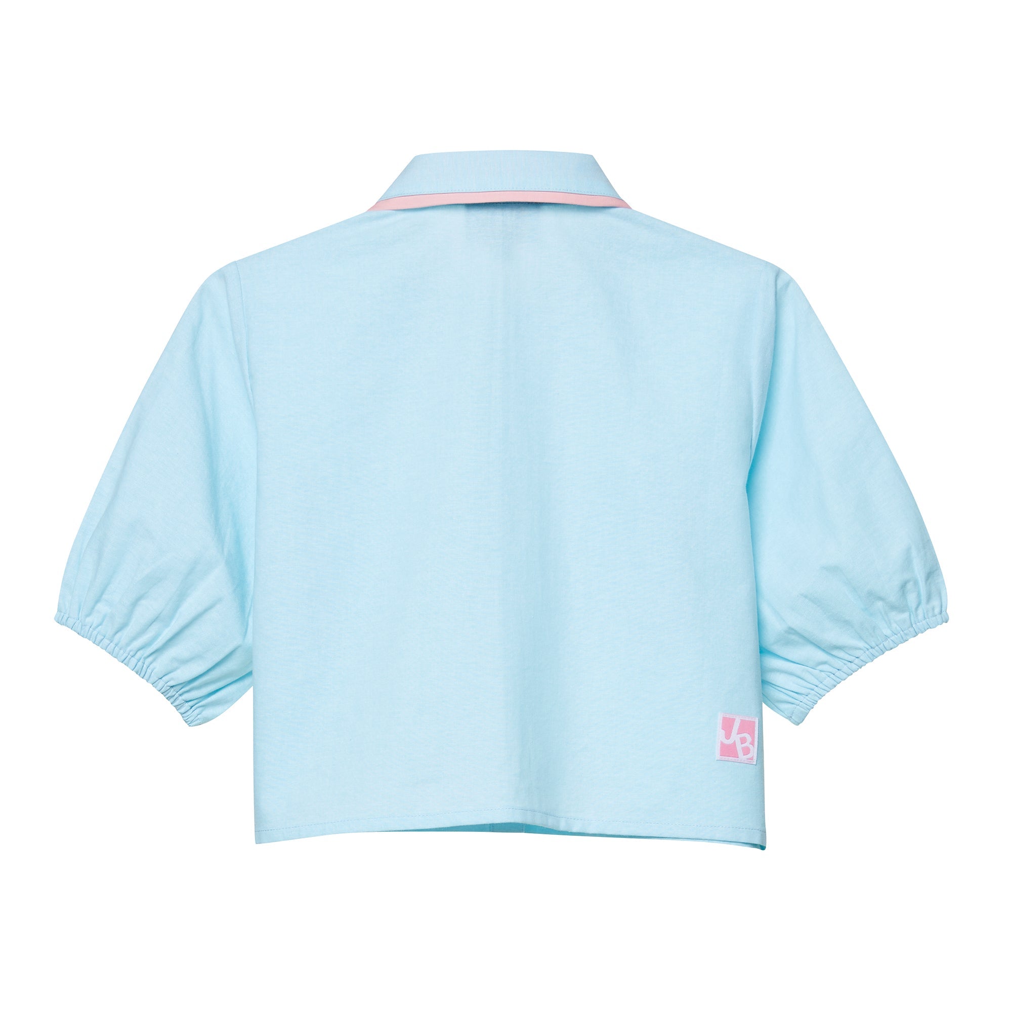 Pastel Piping Crop Shirt Blue - Jelly Bunny Thailand Official Online Store