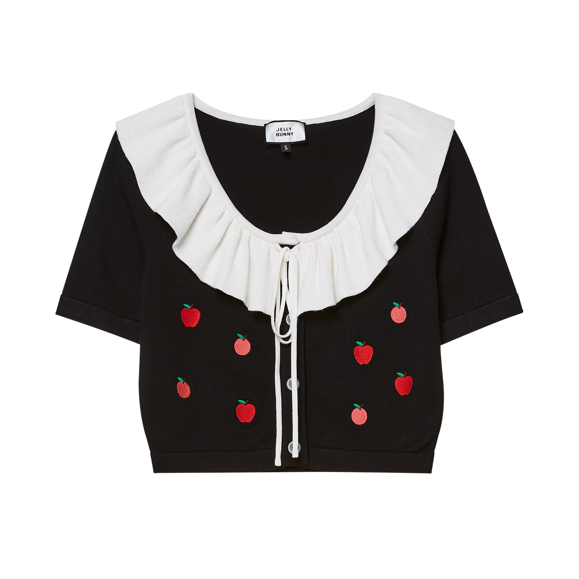 Sweet Apple Ruffle Crop Top Black - Jelly Bunny Thailand Official Online Store
