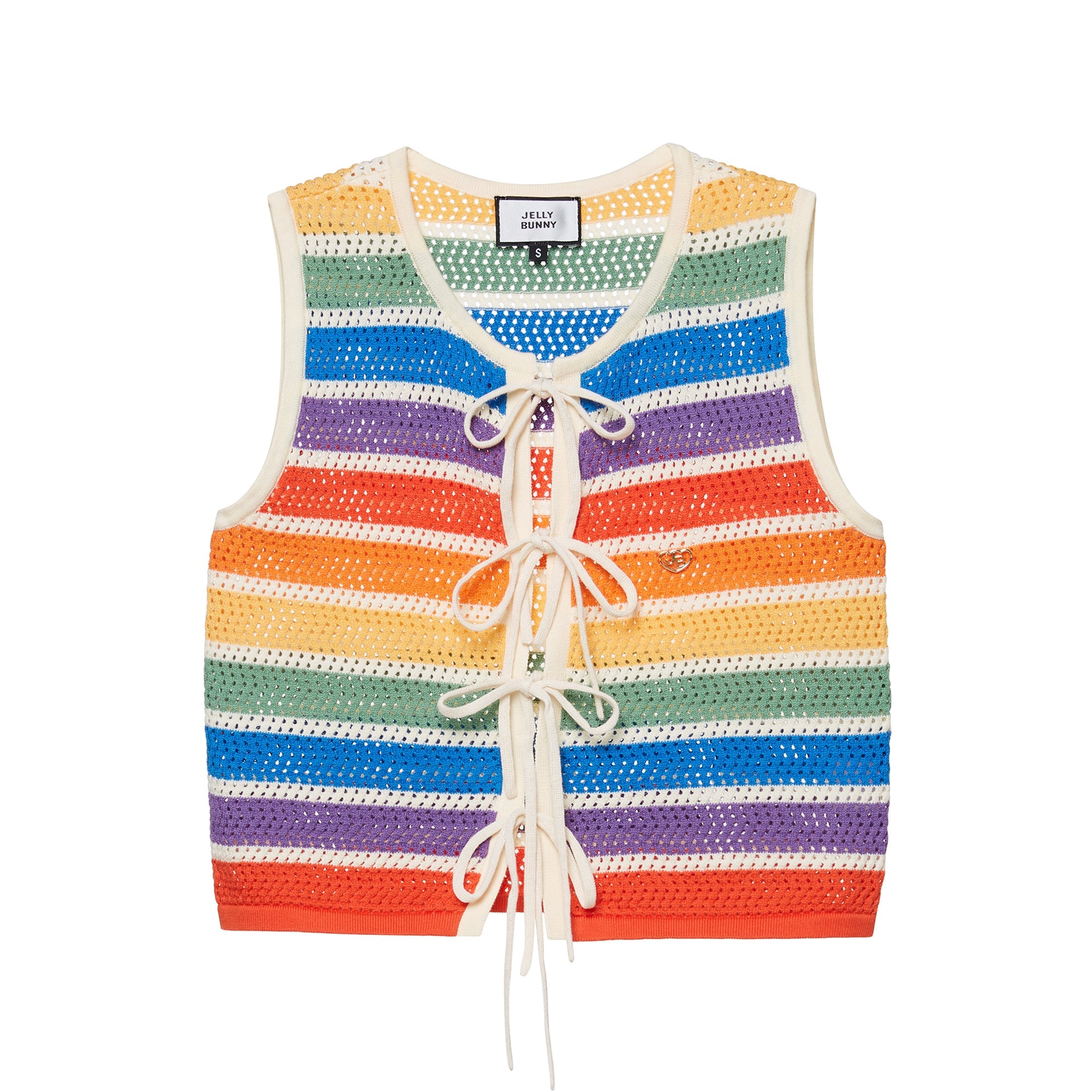 Rainbow Lace-Up Crochet Vest Multi Color - Jelly Bunny Thailand Official Online Store
