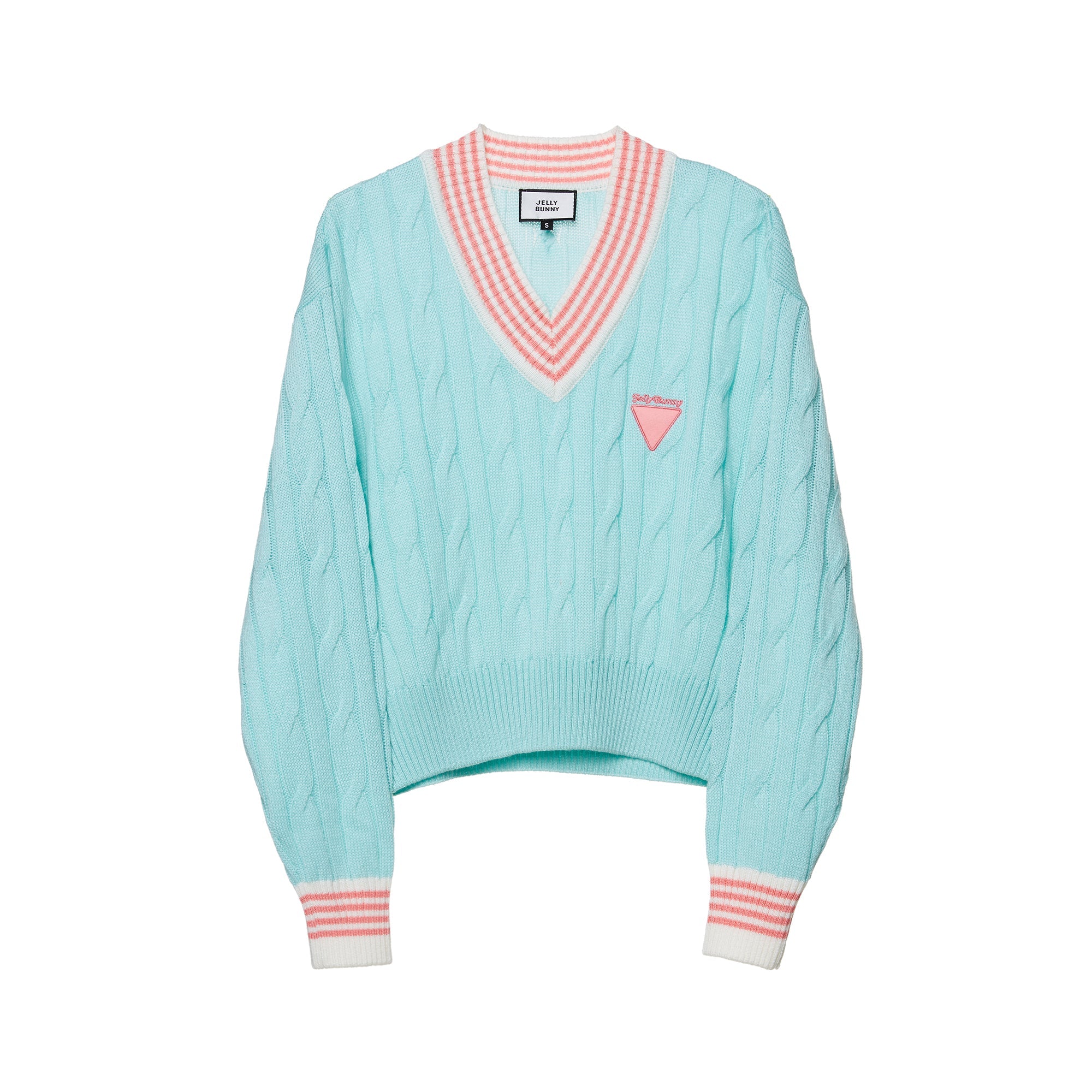 Candy Preppy Knit V-Neck Sweater Blue - Jelly Bunny Thailand Official Online Store