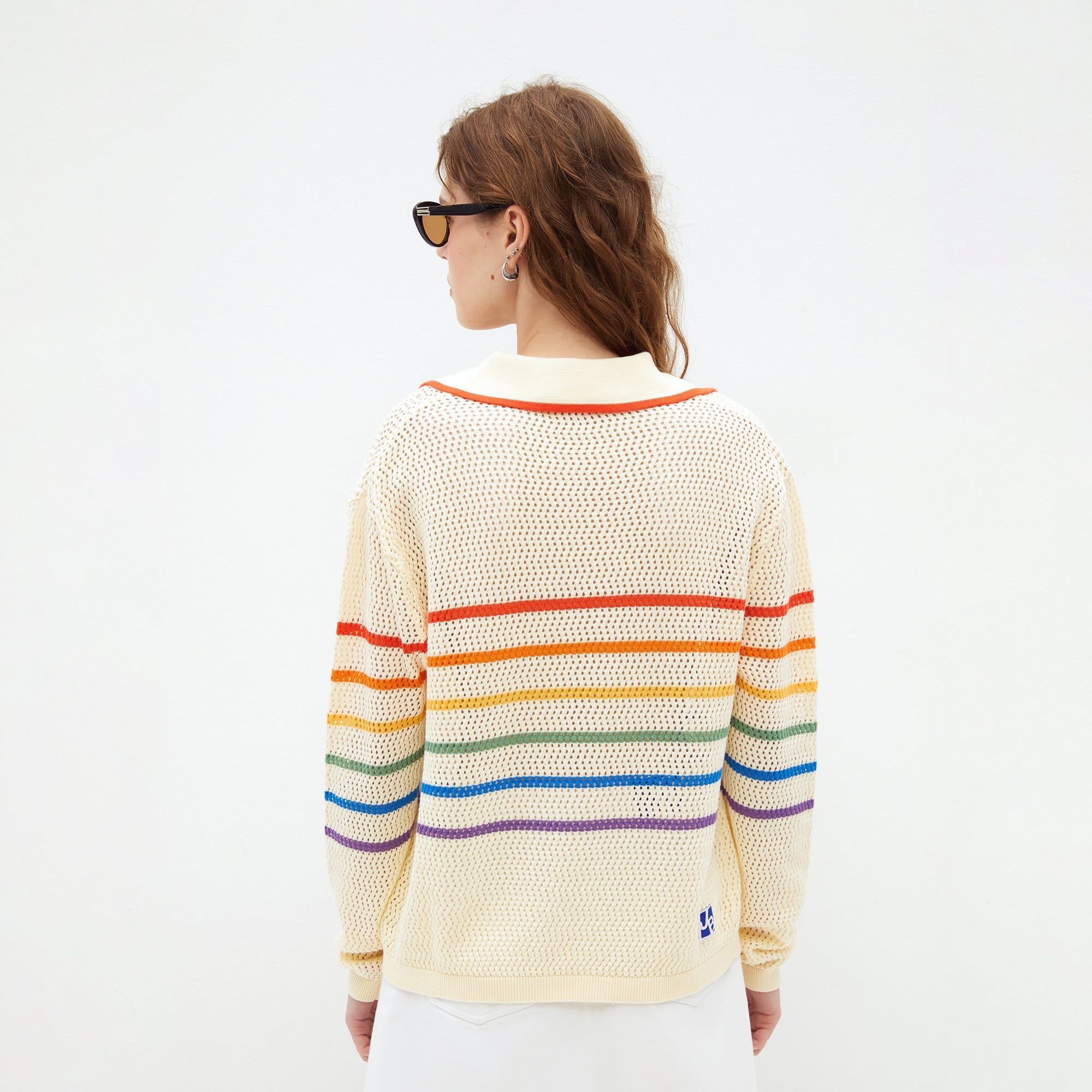 Retro Rainbow Knit Collar Pullover Multi Color - Jelly Bunny Thailand Official Online Store