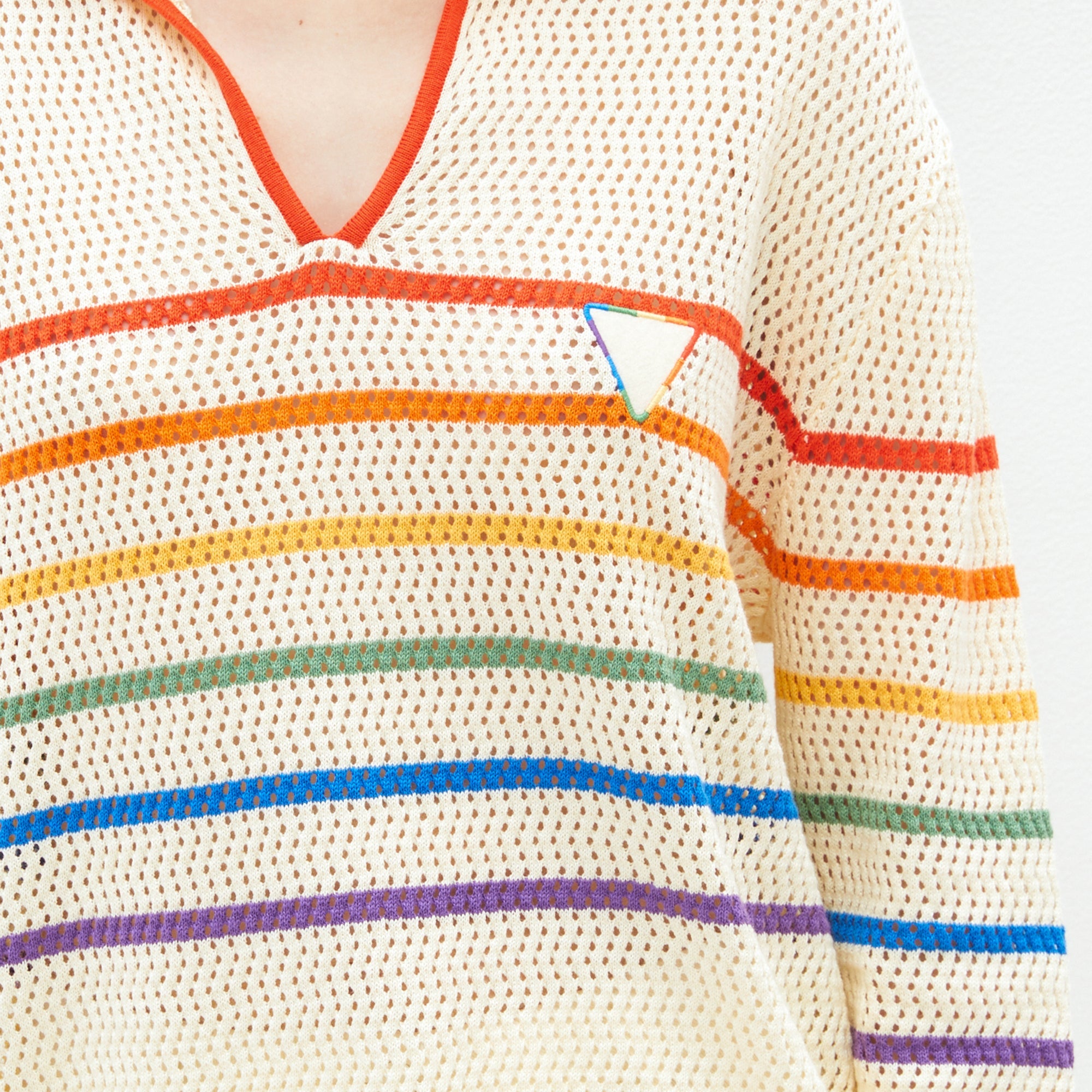 Retro Rainbow Knit Collar Pullover Multi Color - Jelly Bunny Thailand Official Online Store
