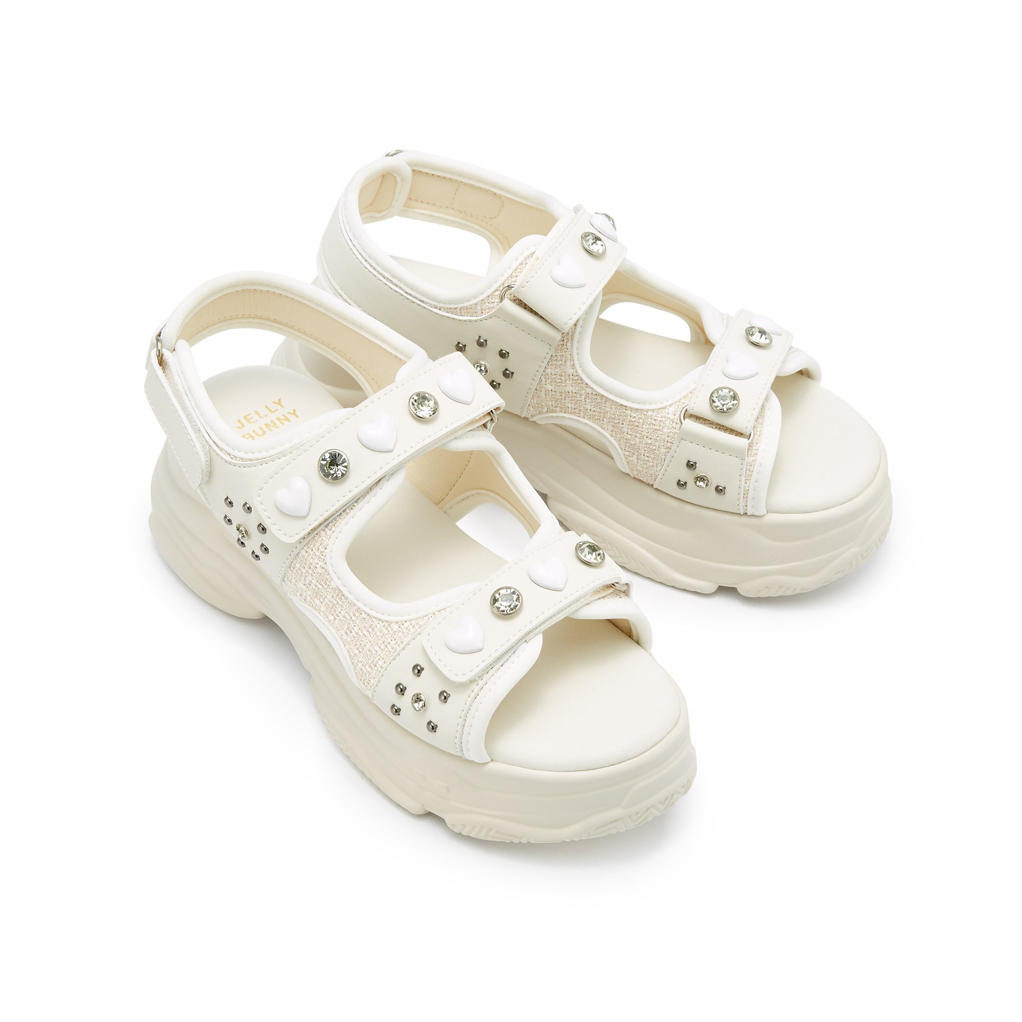 Picotee Double Heart Platform Sandals Ivory