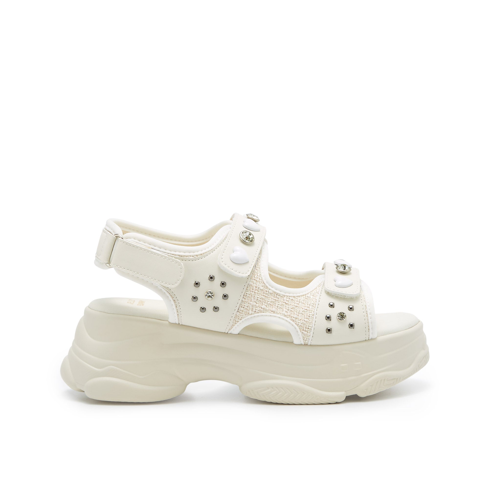 Picotee Double Heart Platform Sandals Ivory