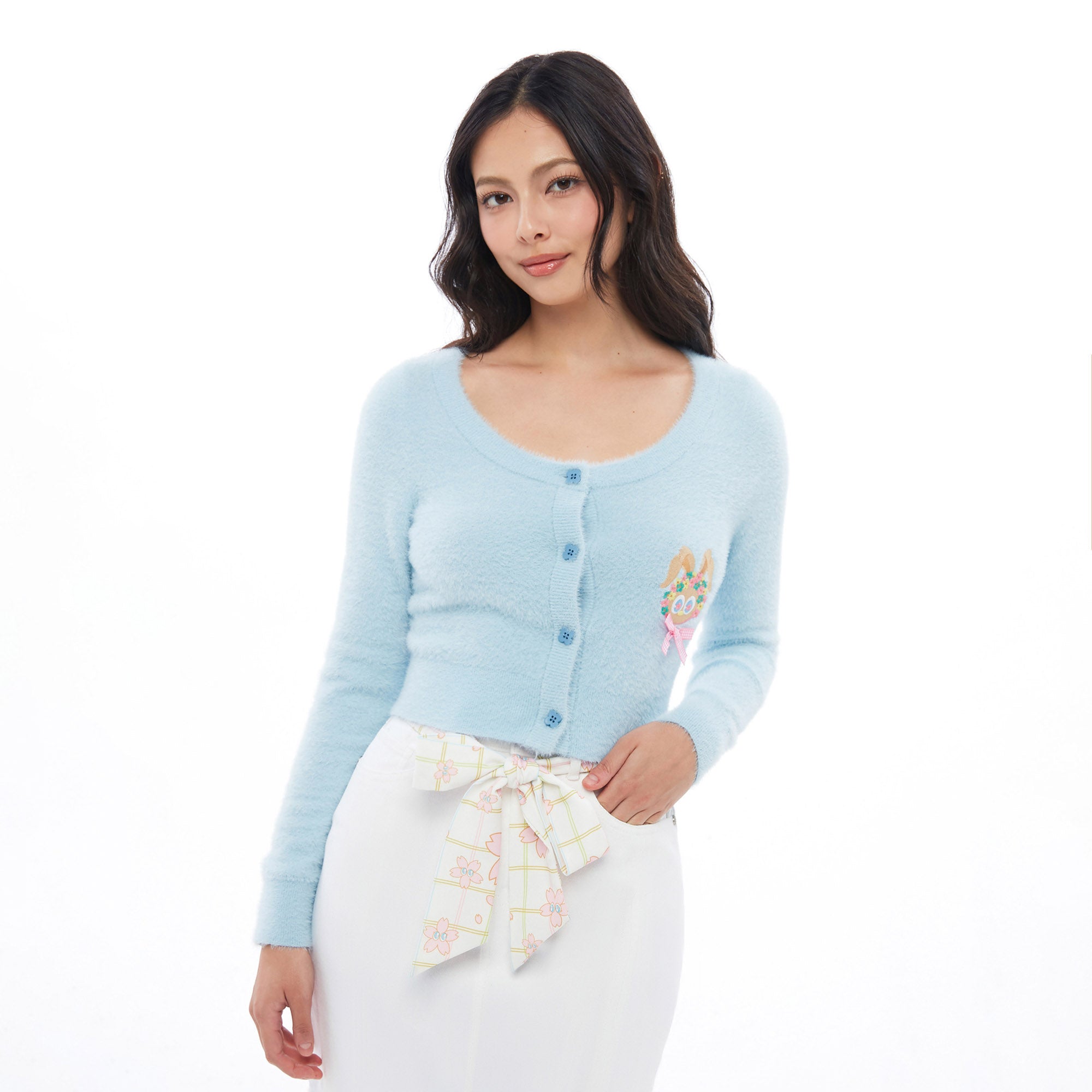 Jerme Sakura Crop Cardigan Blue