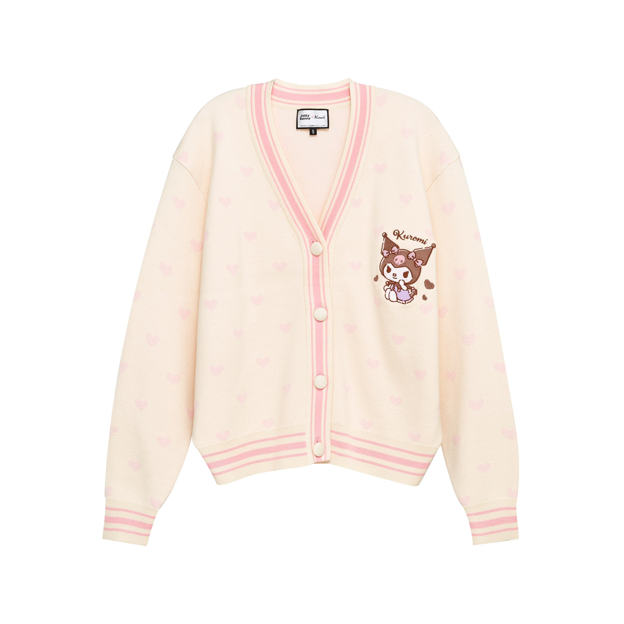 Kuromi V Neck Long Sleeve Cardigan Cream