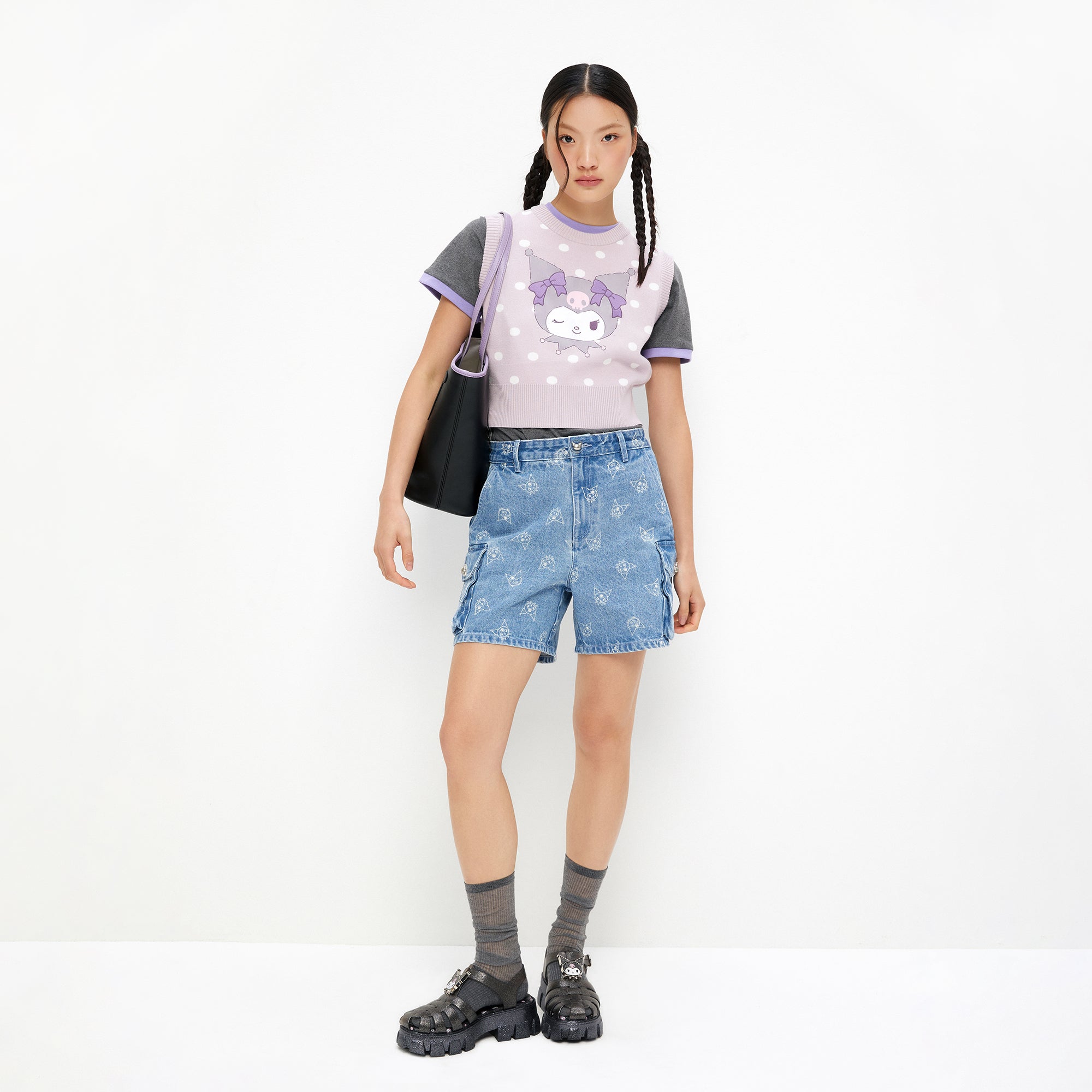 Kuromi Denim Shorts Blue