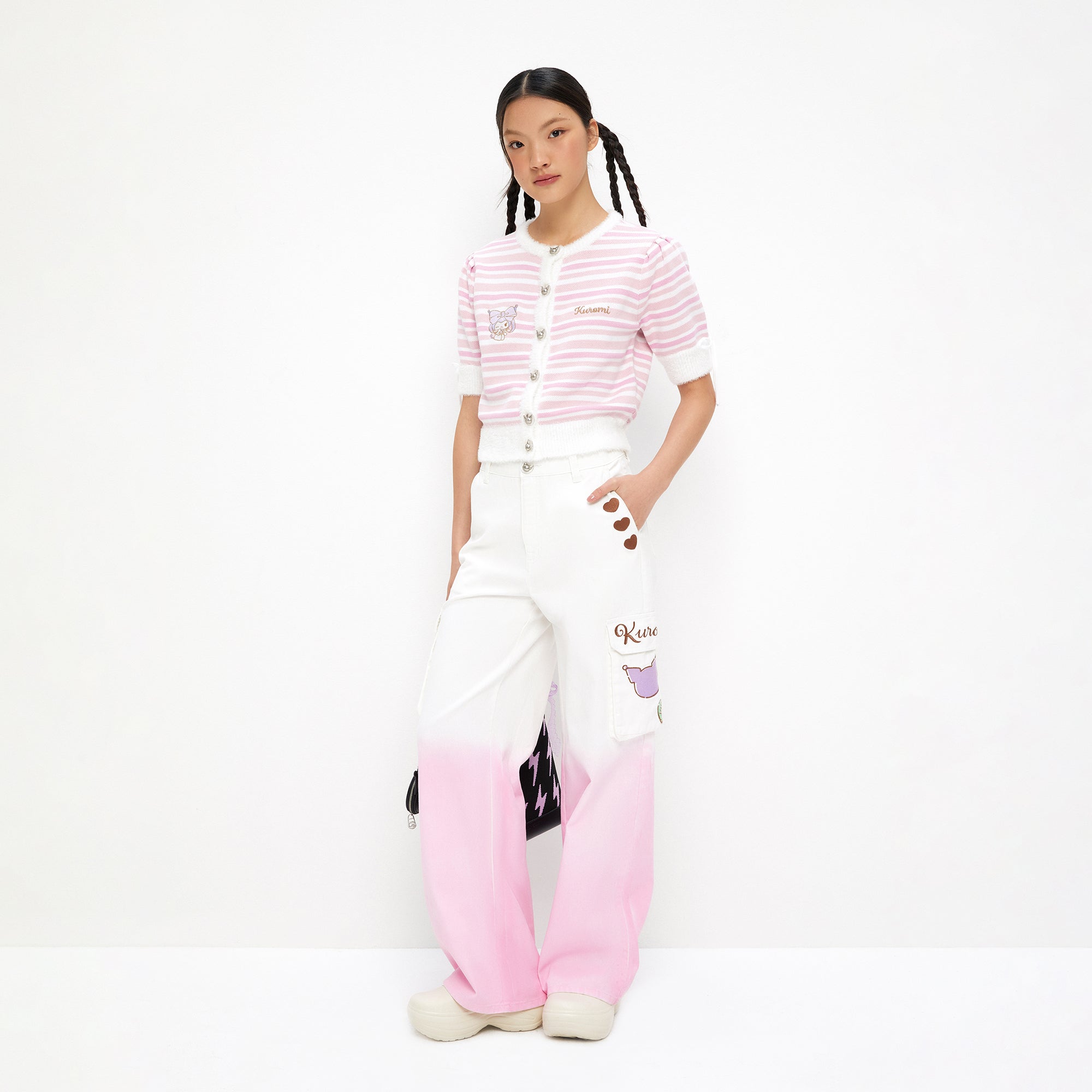 Kuromi Stripe Button Down Top Multi Color