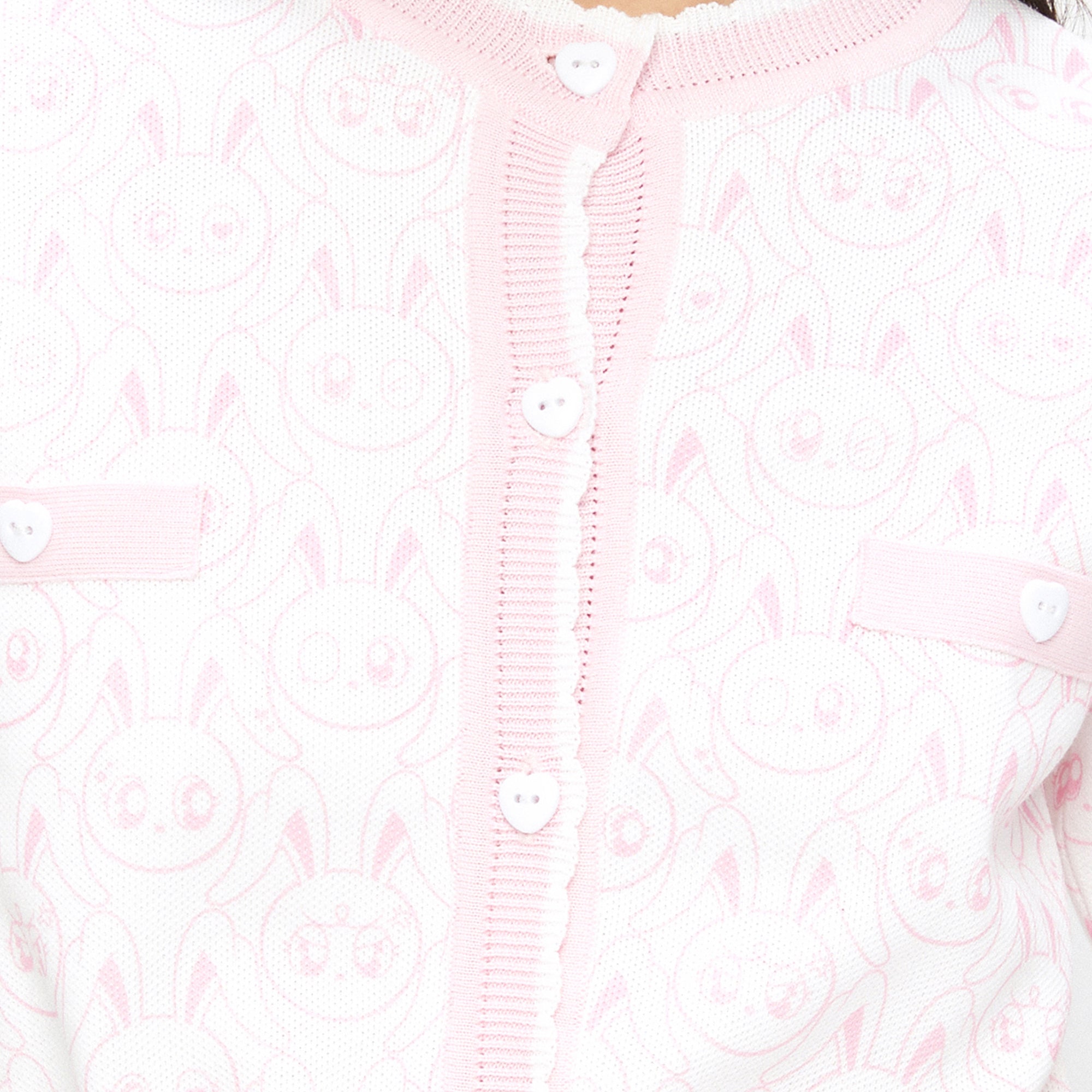 เสื้อนิตแขนสั้นลายกระต่าย Jereme Pink