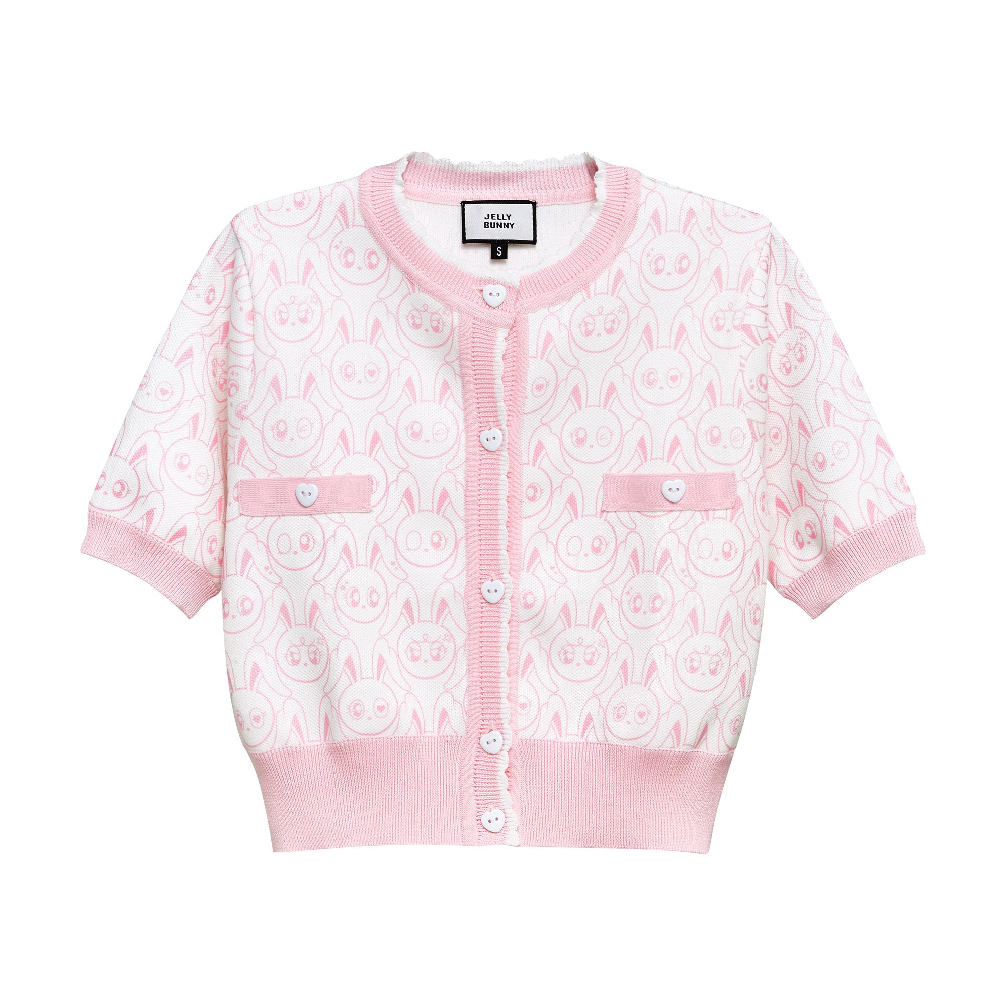 เสื้อนิตแขนสั้นลายกระต่าย Jereme Pink