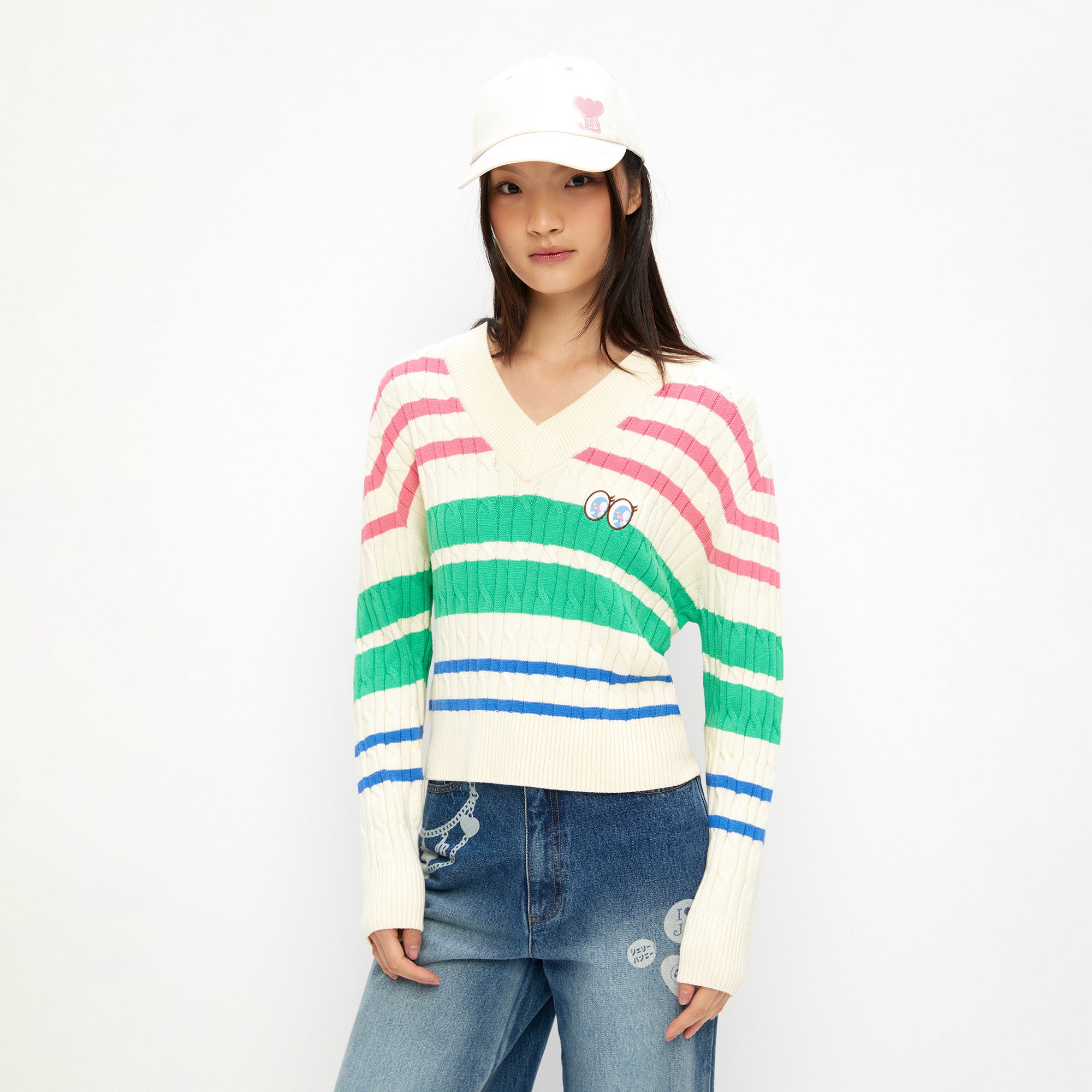 เสื้อพูลโอเวอร์เคเบิ้ลนิตลายทาง Multi Color