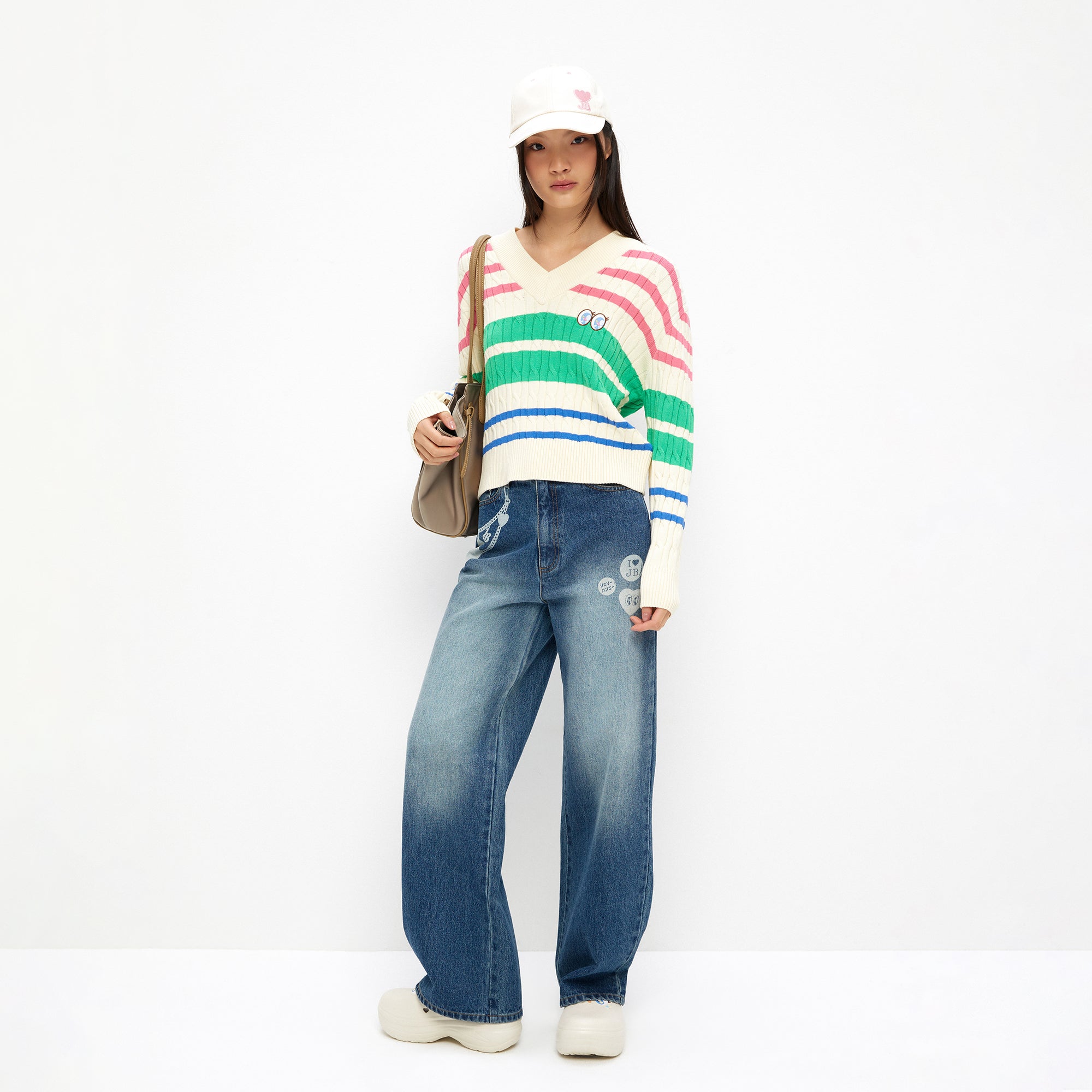 เสื้อพูลโอเวอร์เคเบิ้ลนิตลายทาง Multi Color