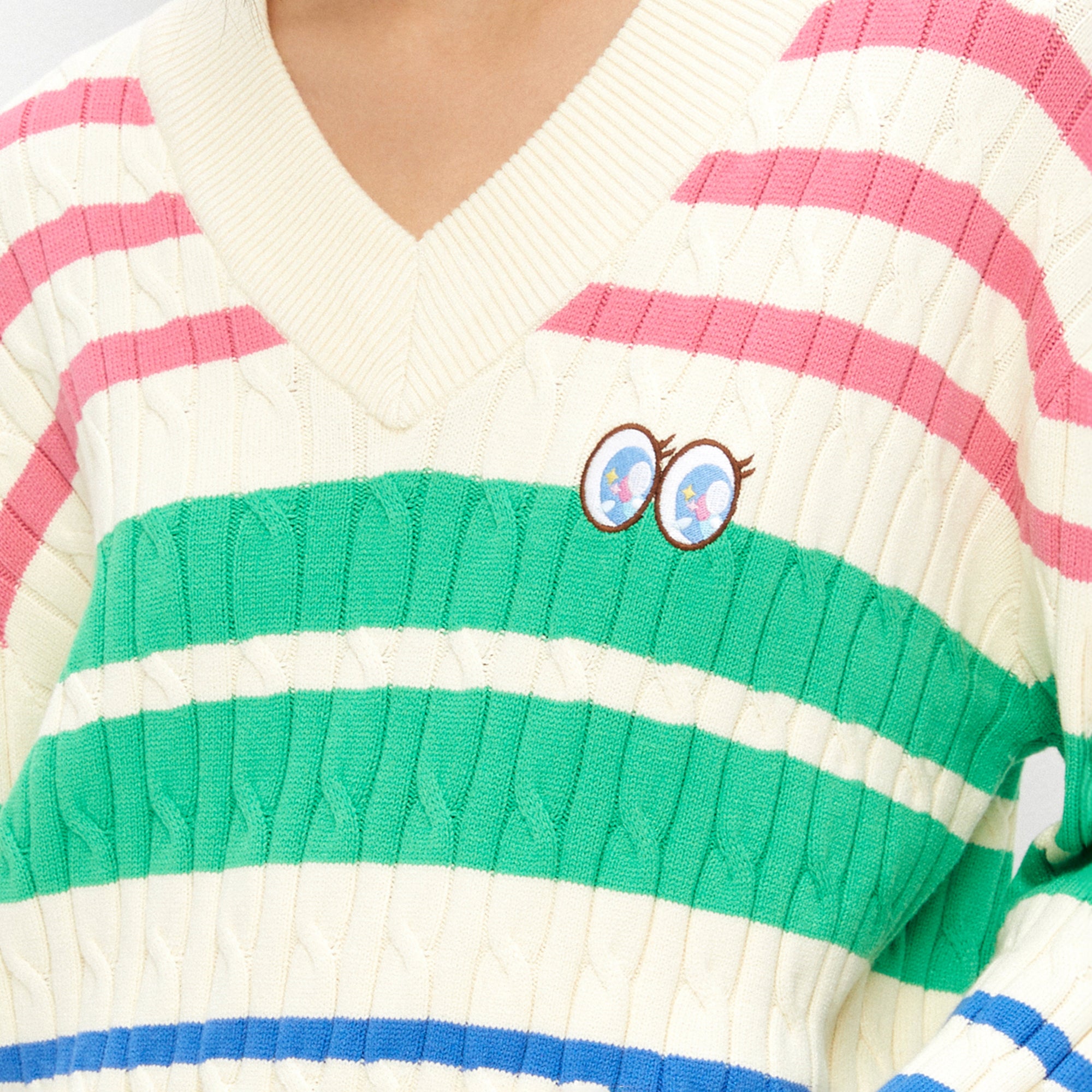 เสื้อพูลโอเวอร์เคเบิ้ลนิตลายทาง Multi Color