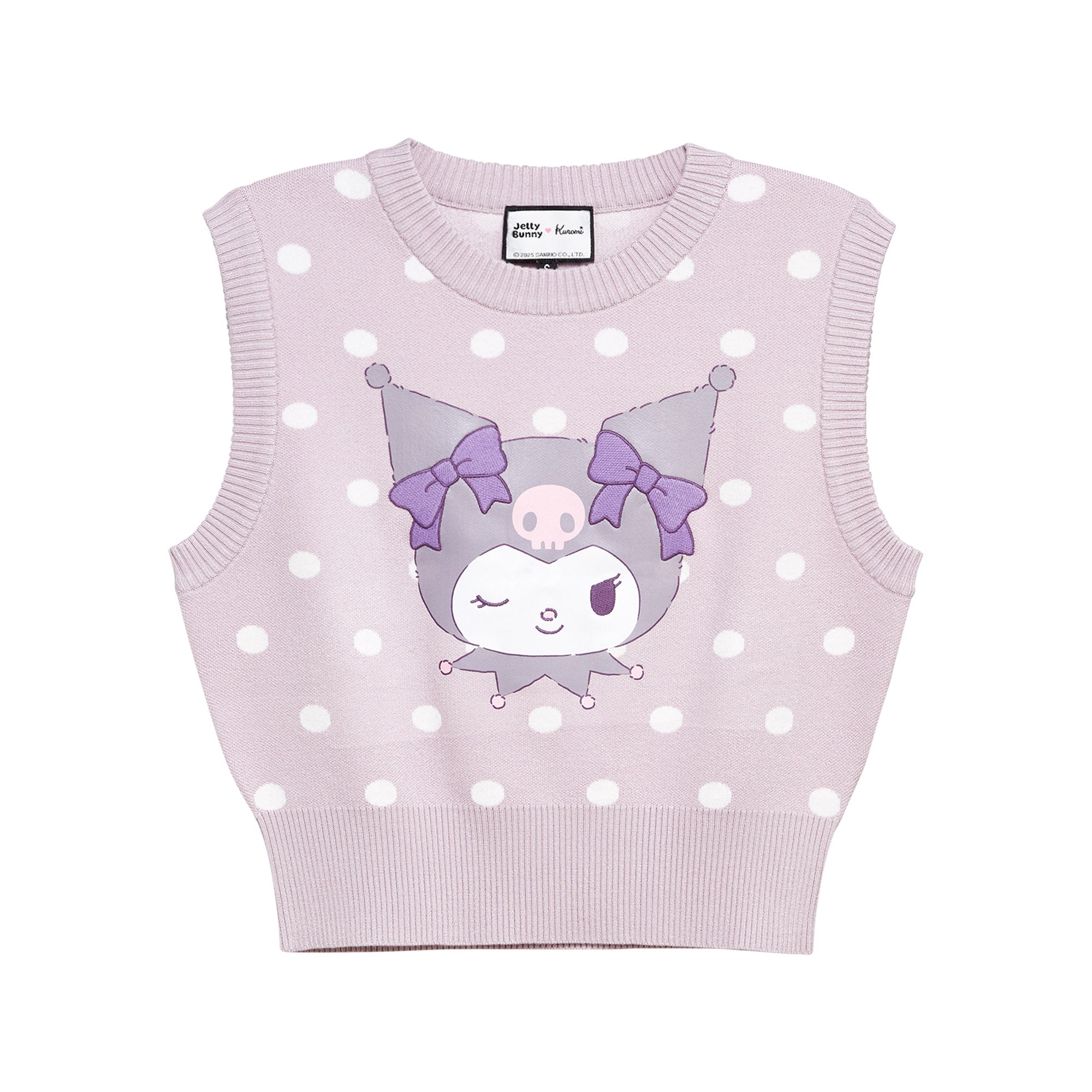 เสื้อครอปผ้านิตปักลายการ์ตูน Kuromi Purple