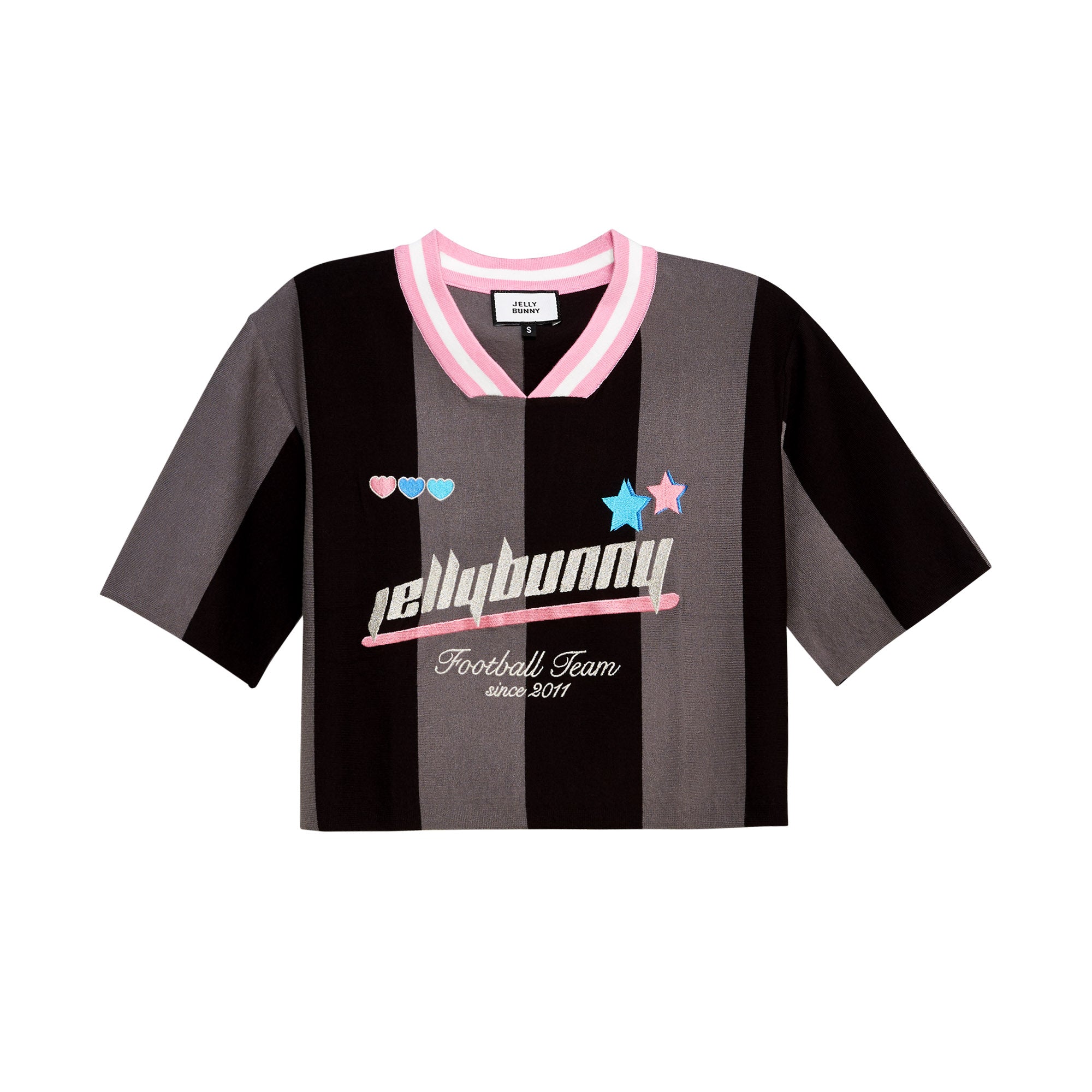 เสื้อครอปแขนสั้นลายทาง Multi Color