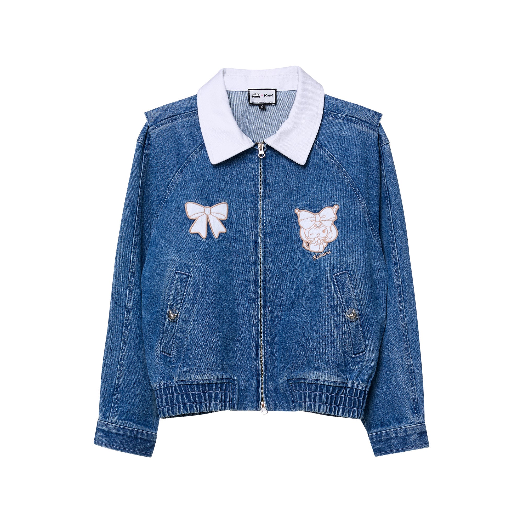 เสื้อแจ็คเก็ตเดนิมแขนยาวปักลายการ์ตูน Kuromi Blue