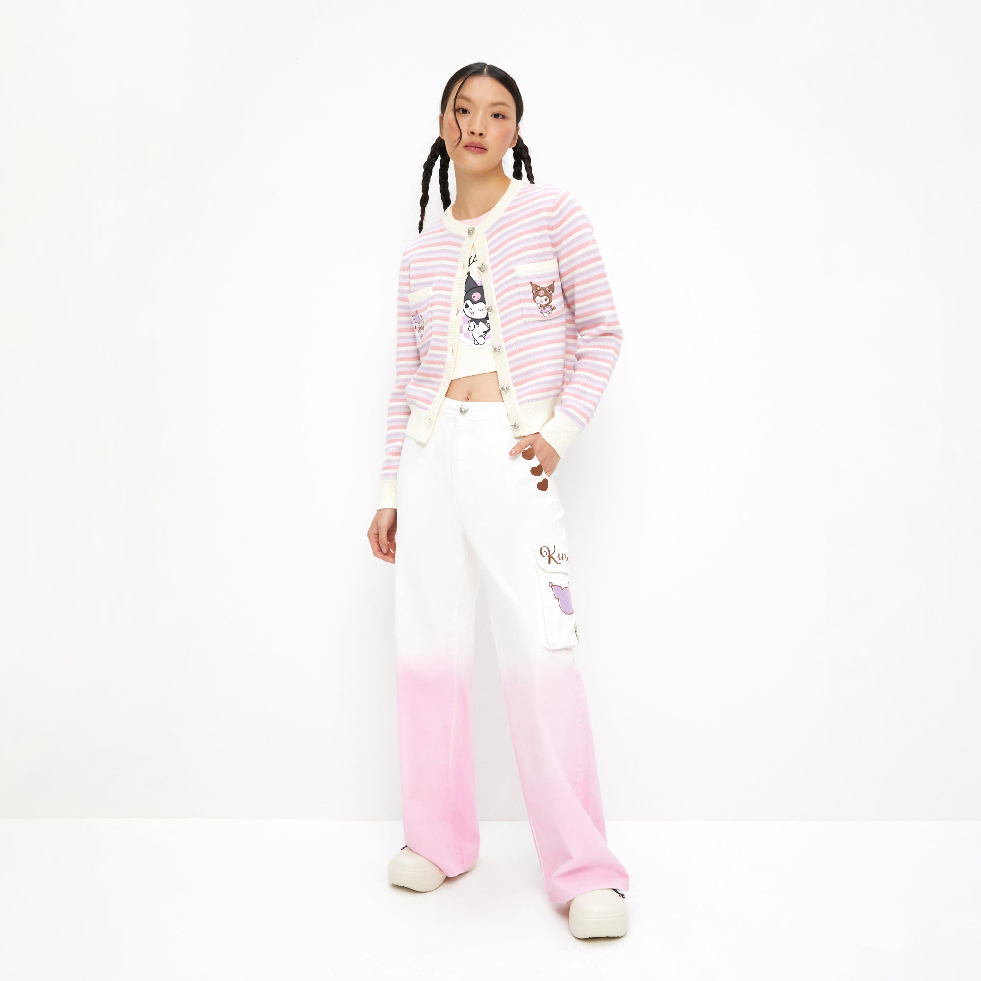 Kuromi Gradient Cargo Pants Multi Color