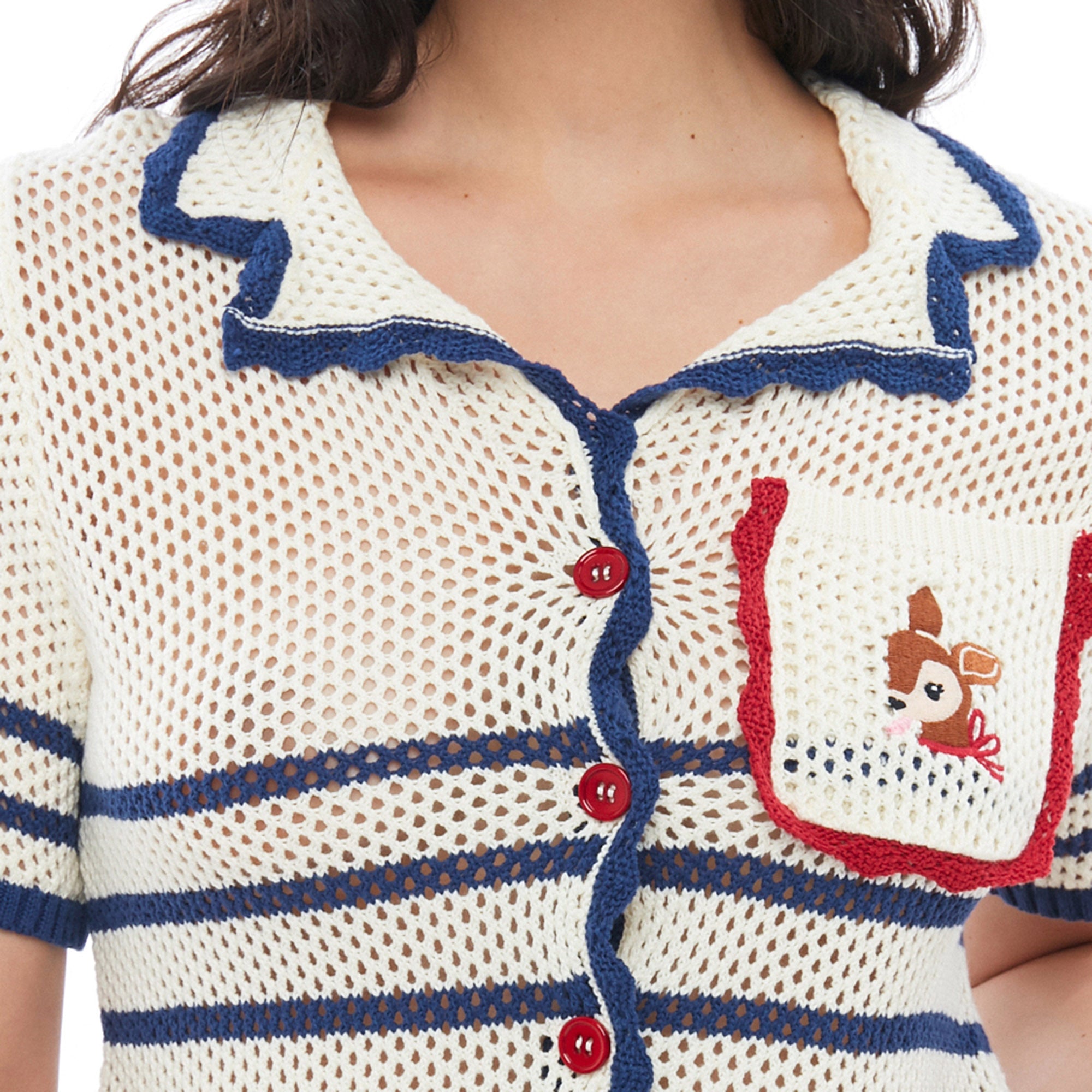 Little Dears Crochet Short Sleeve Shirt Multi Color