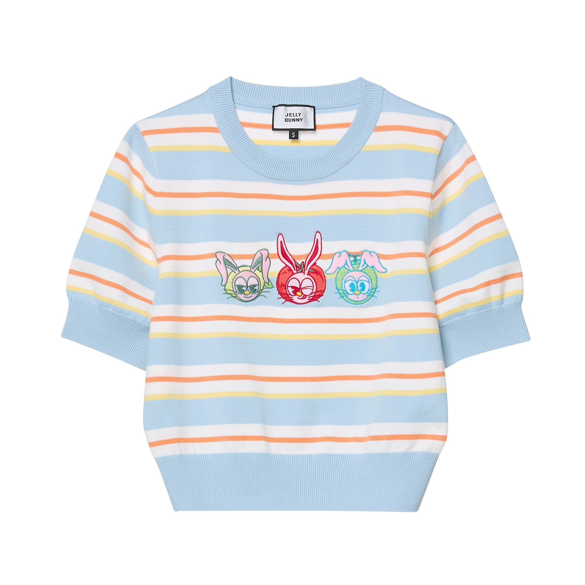 Embroidery Stripe Knit Top