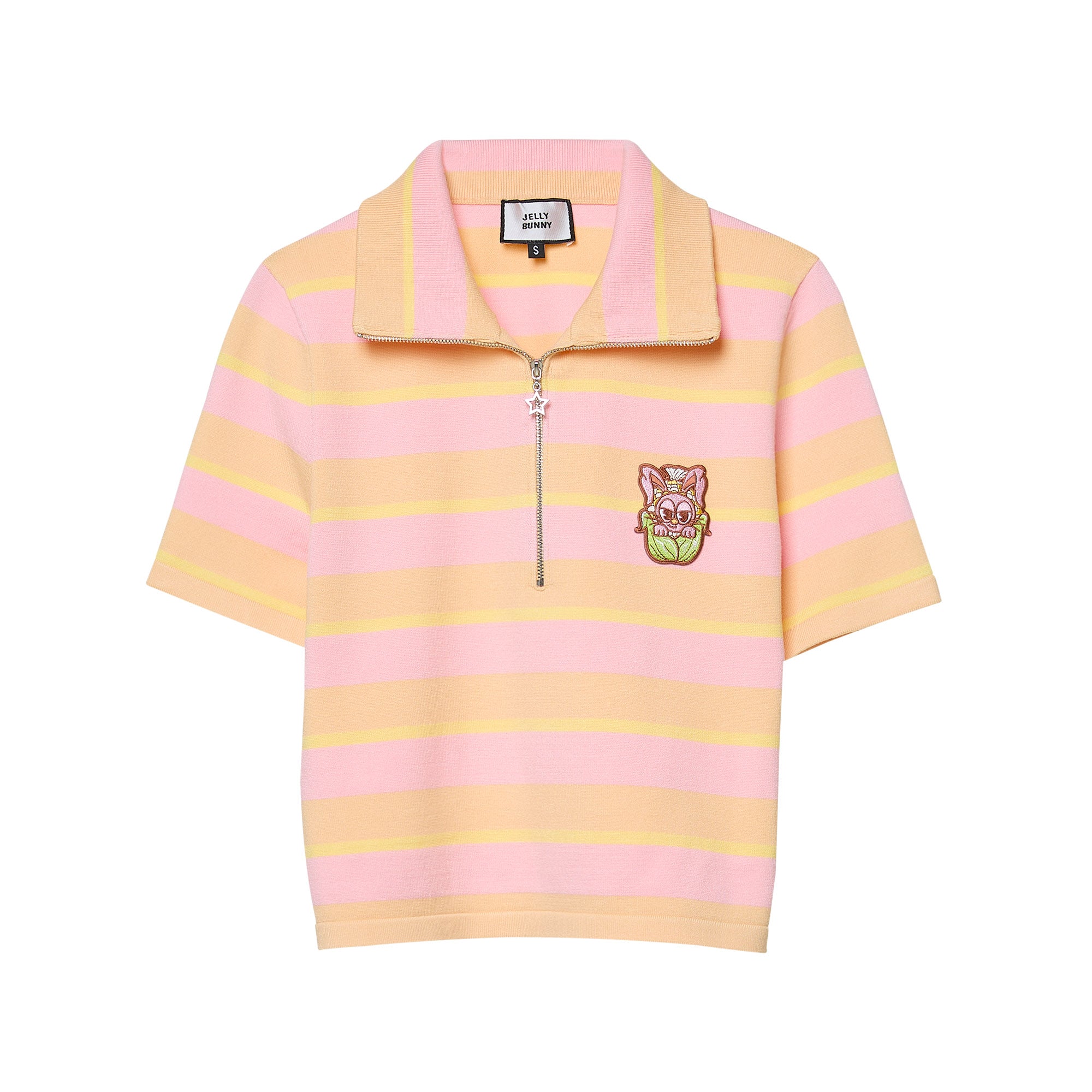 เสื้อแขนสั้นลายทางปักลาย