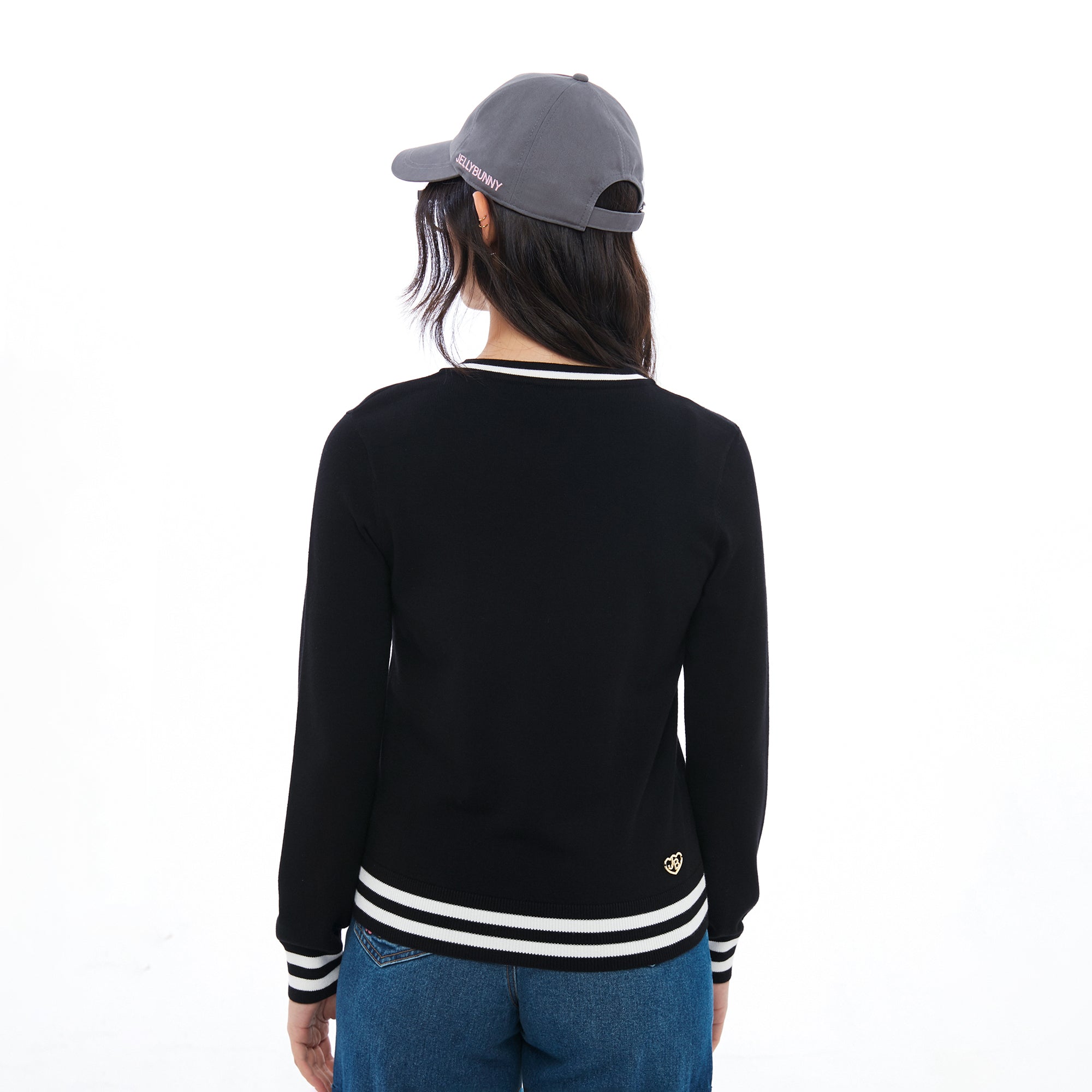 Embroidery Long Sleeve Cardigan Black