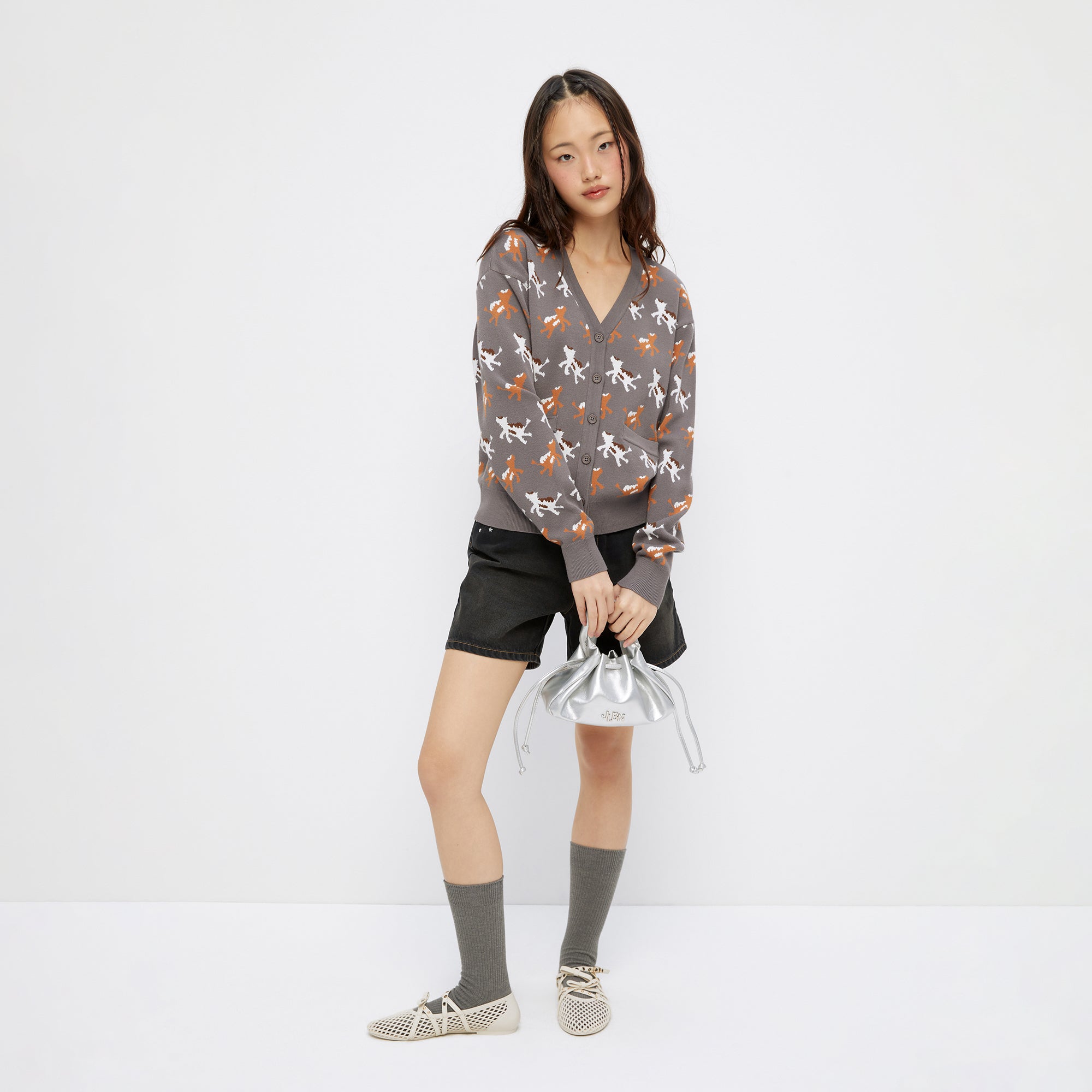 เสื้อคาร์ดิแกนแขนยาวปักลายสัตว์