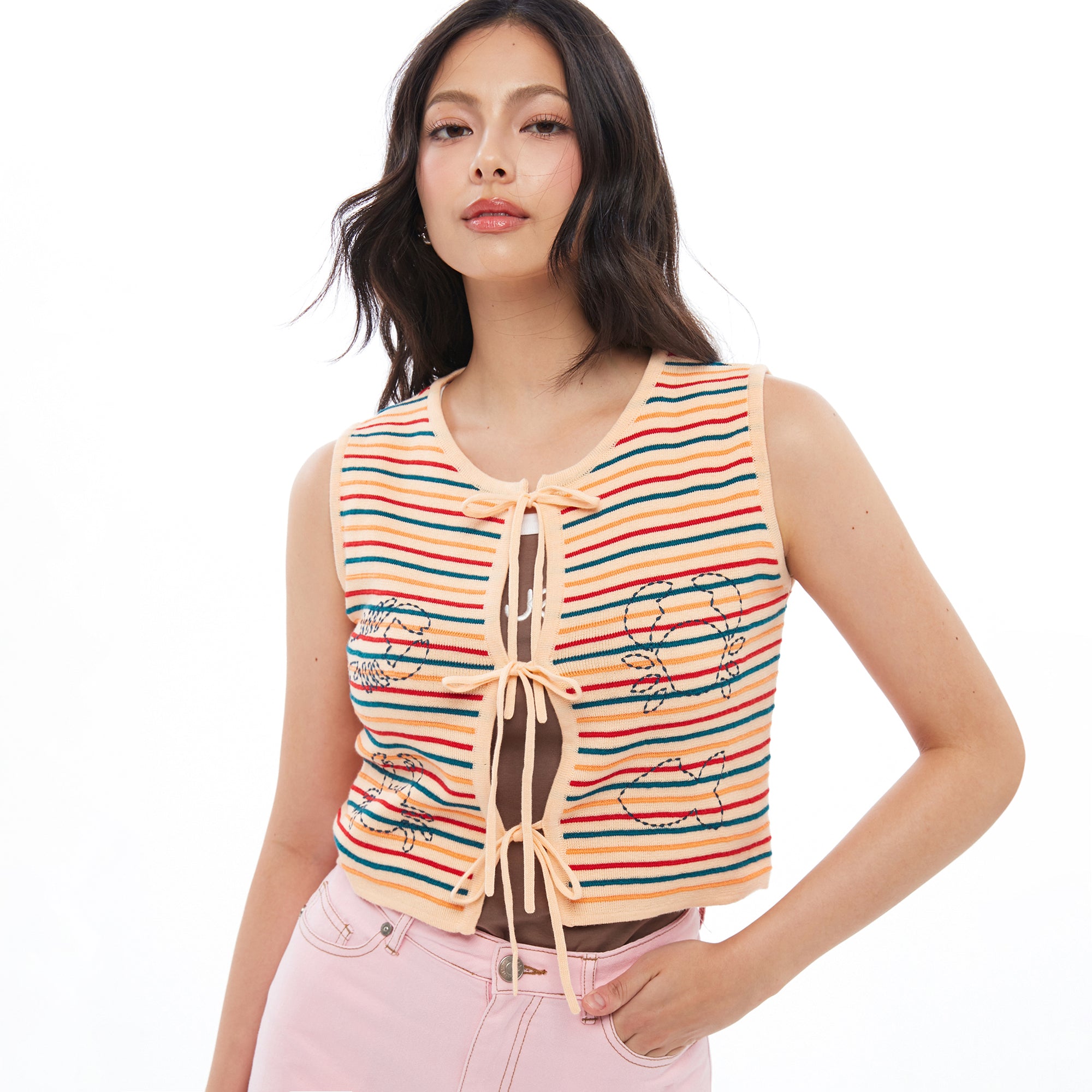 Stripe Sleeveless Crop Top