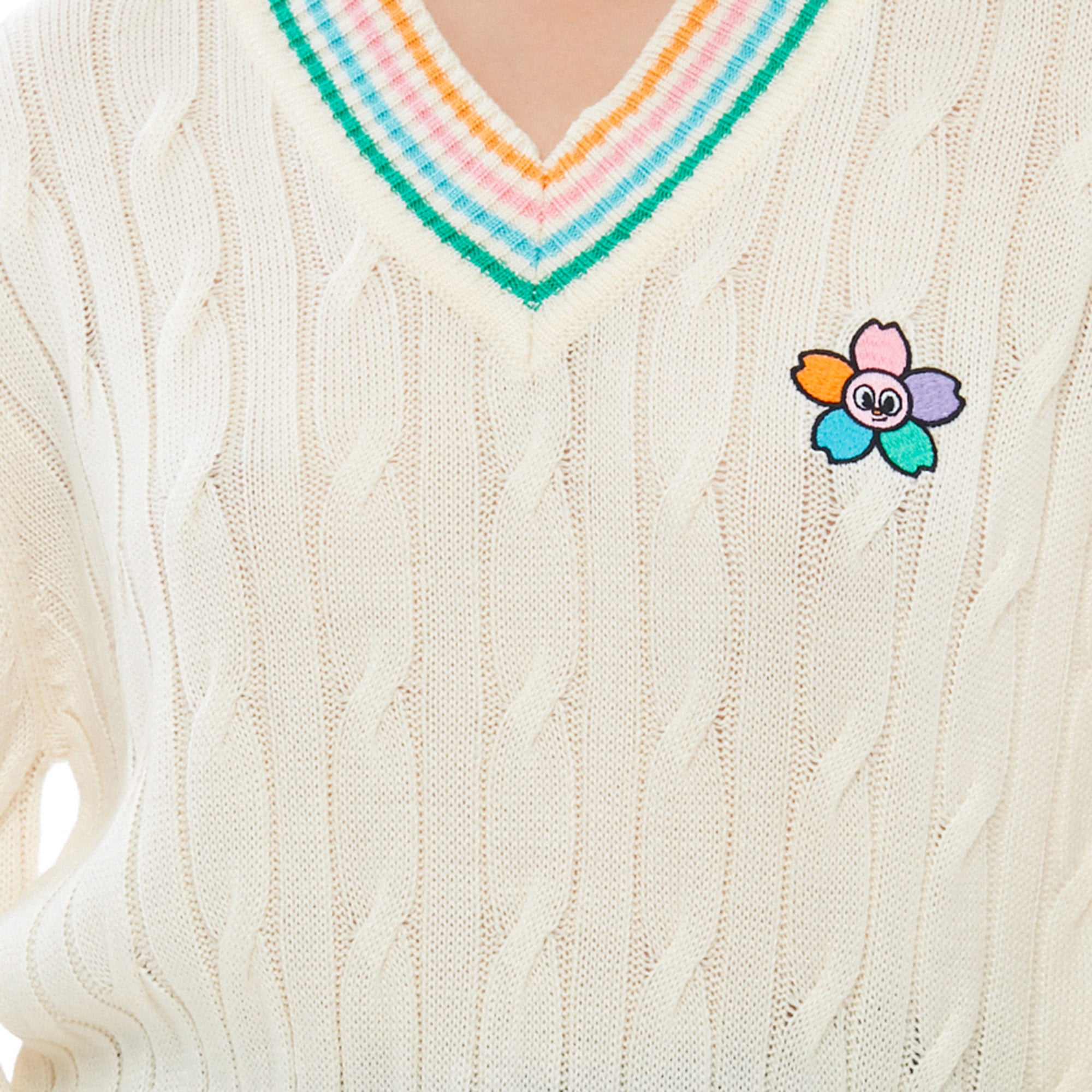 Sakura Cable Knitted Pullover Cream