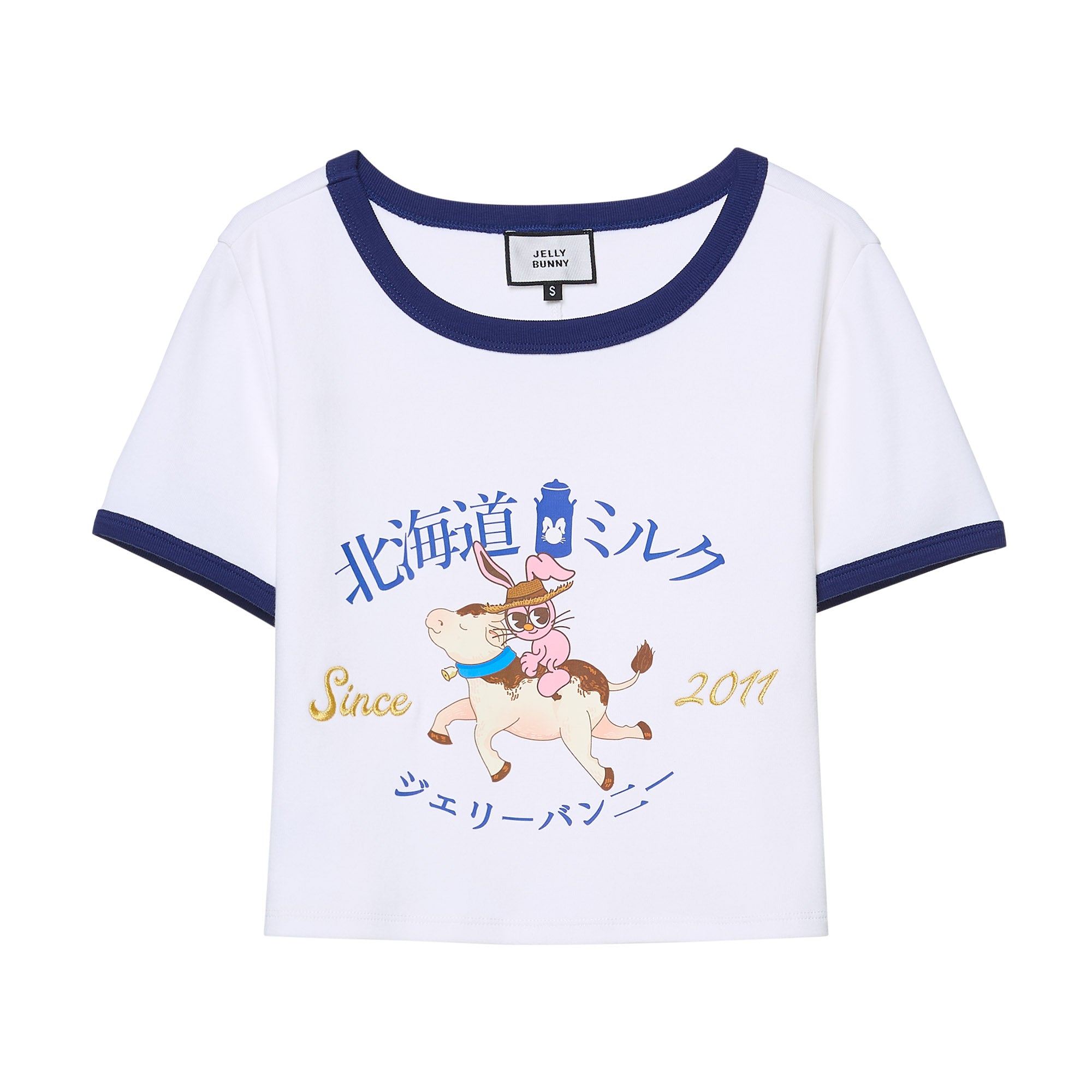 Print Crop Short Sleeve T-Shirt White