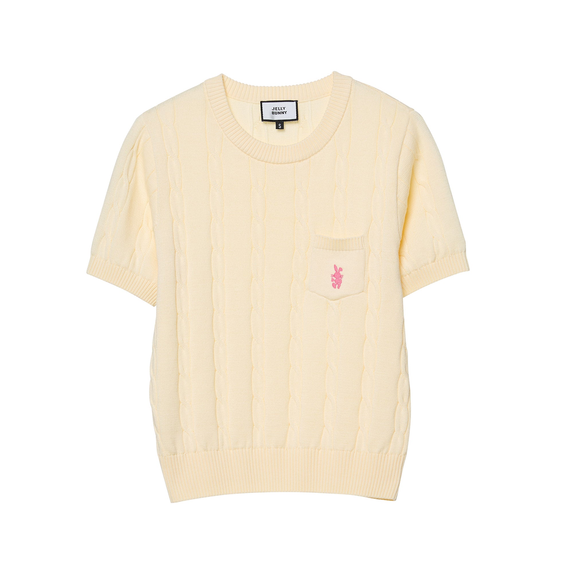 เสื้อยืดแขนสั้นถักเคเบิ้ล Cream